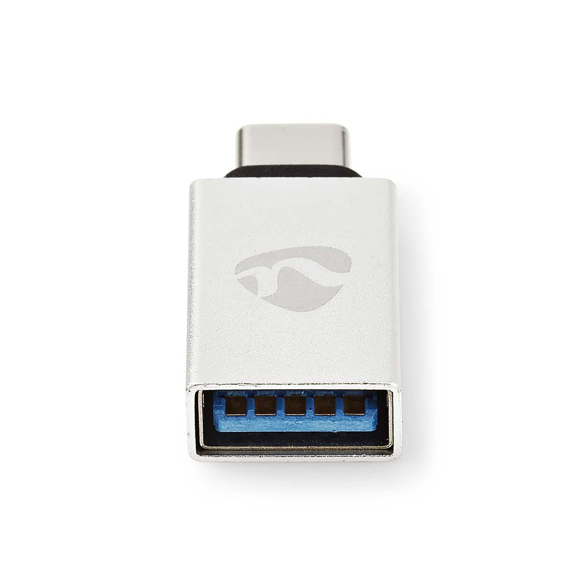 USB-C™ Adapter | USB 3.2 Gen 1 | USB-C™ Male | USB-A Female | 5 Gbps | Round | Nickel Plated | Silver | Carton with covered window