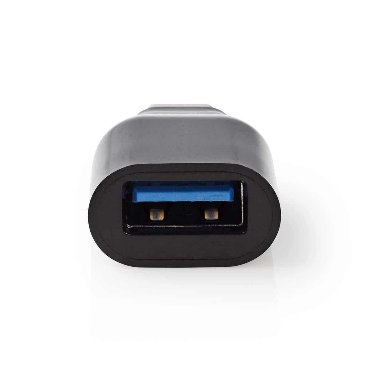 USB-C™ Adapter | USB 3.2 Gen 1 | USB-C™ Male | USB-A Female | Round | Nickel Plated | Black | Plastic bag