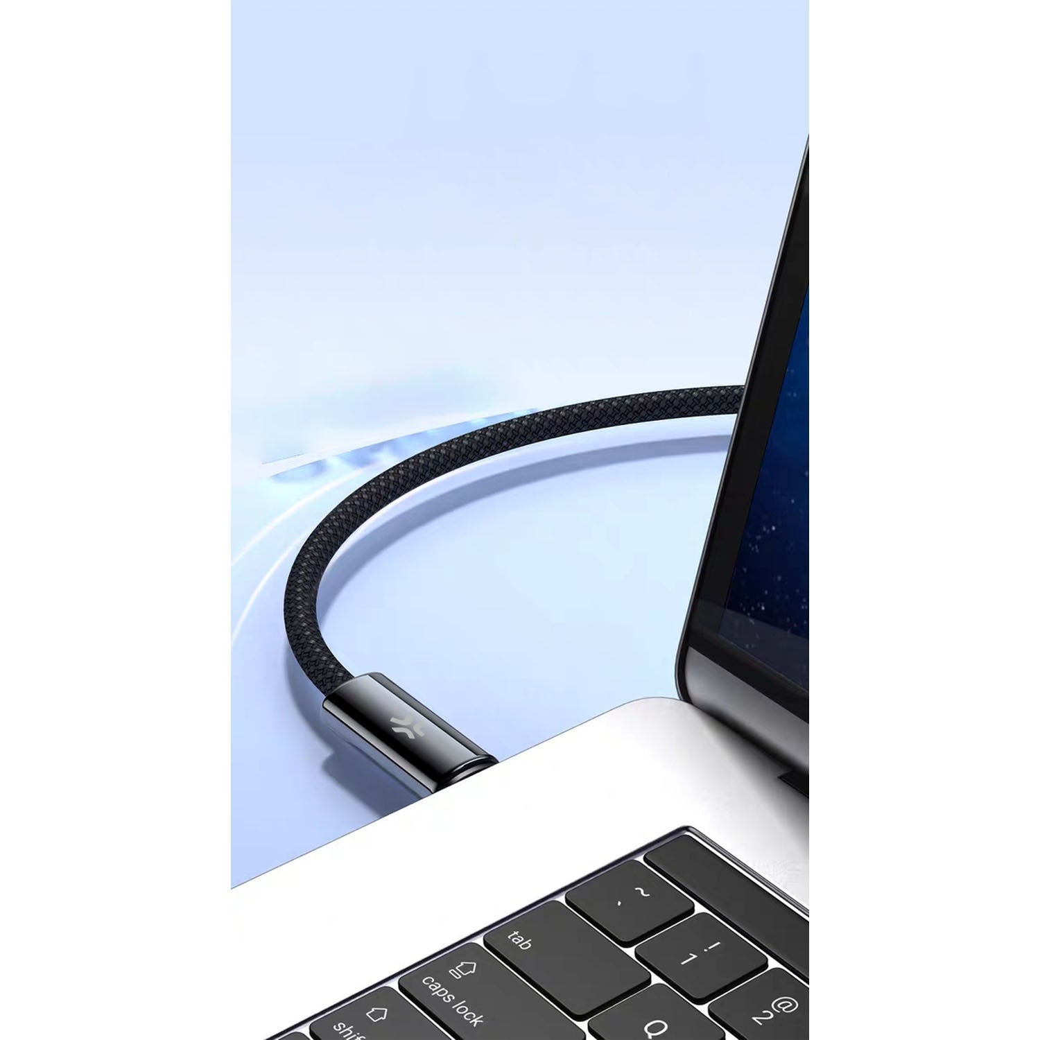 USB-C Magnetic Braided Cable, 60W, 1m, Black