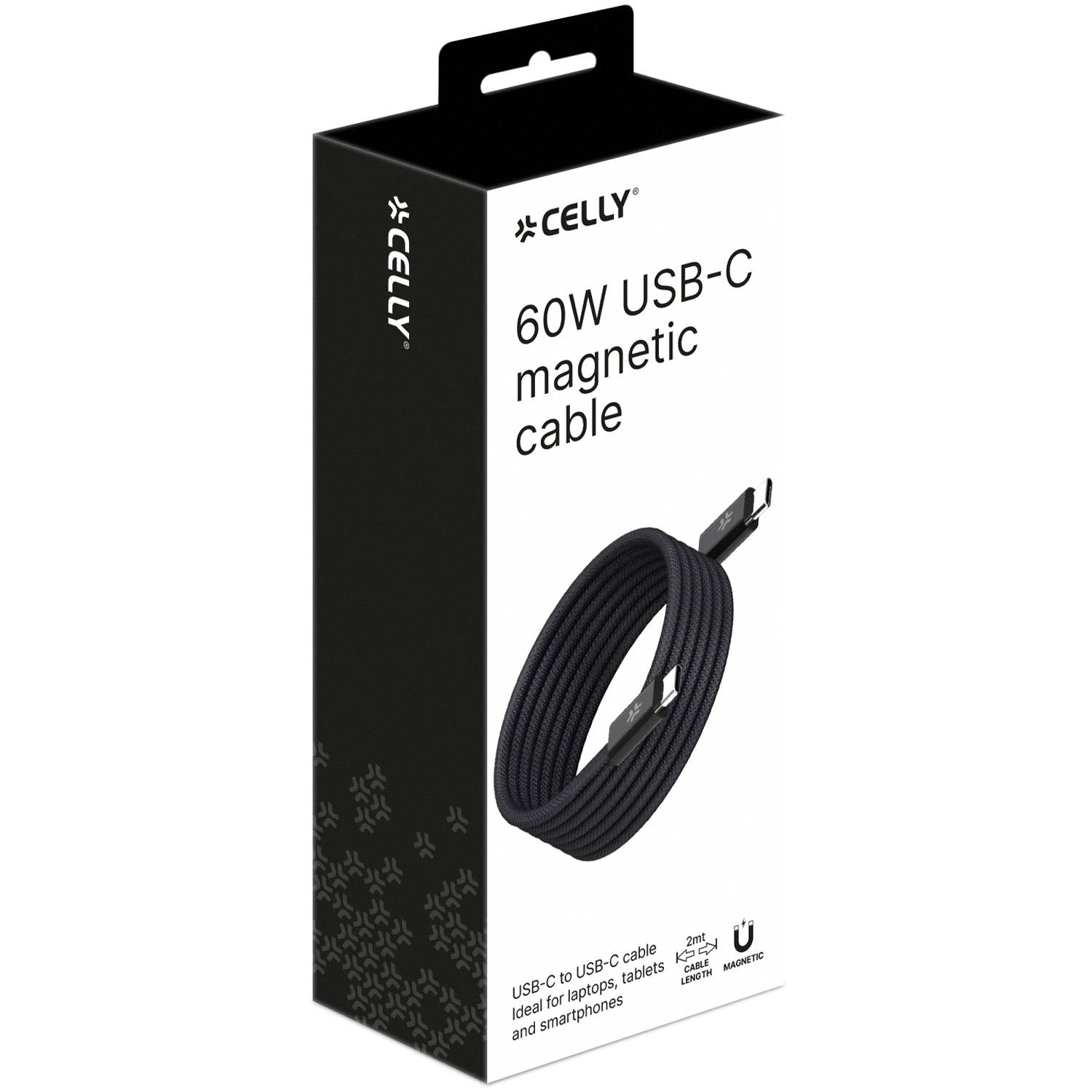 USB-C Magnetic Braided Cable, 60W, 2m, Black