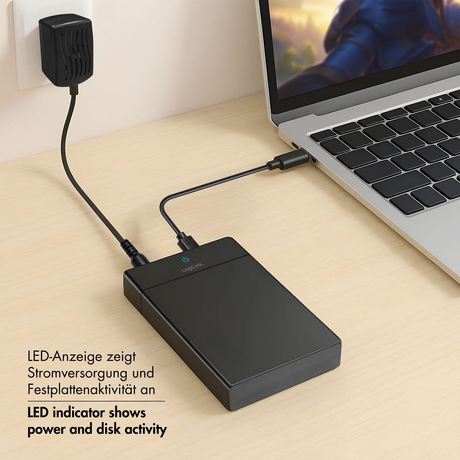 USB-C SATA HDD/SSD Enclosure, 2.5"/3.5", Tool-Free, Black