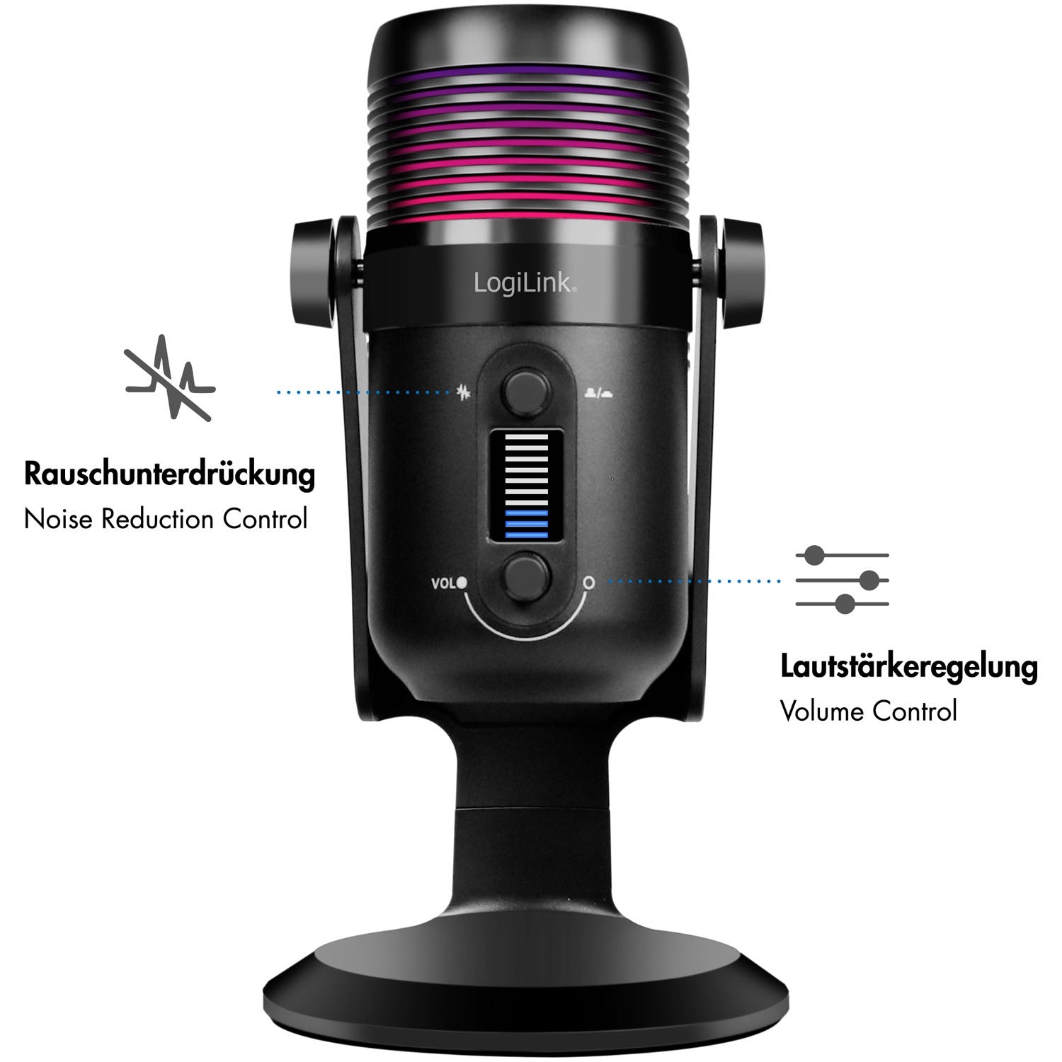 USB Cardioid Microphone with RGB Lighting, 192kHz/24-Bit