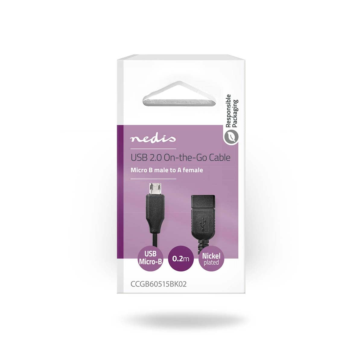 USB Micro-B Adapter | USB 2.0 | USB Micro-B Male | USB-A Female | 480 Mbps | 0.20 m | Round | Nickel Plated | PVC | Black | Box