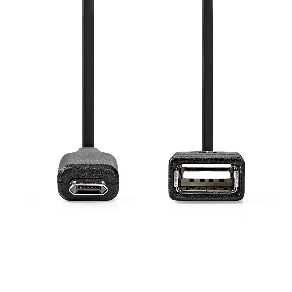 USB Micro-B Adapter | USB 2.0 | USB Micro-B Male | USB-A Female | 480 Mbps | 0.20 m | Round | Nickel Plated | PVC | Black | Box