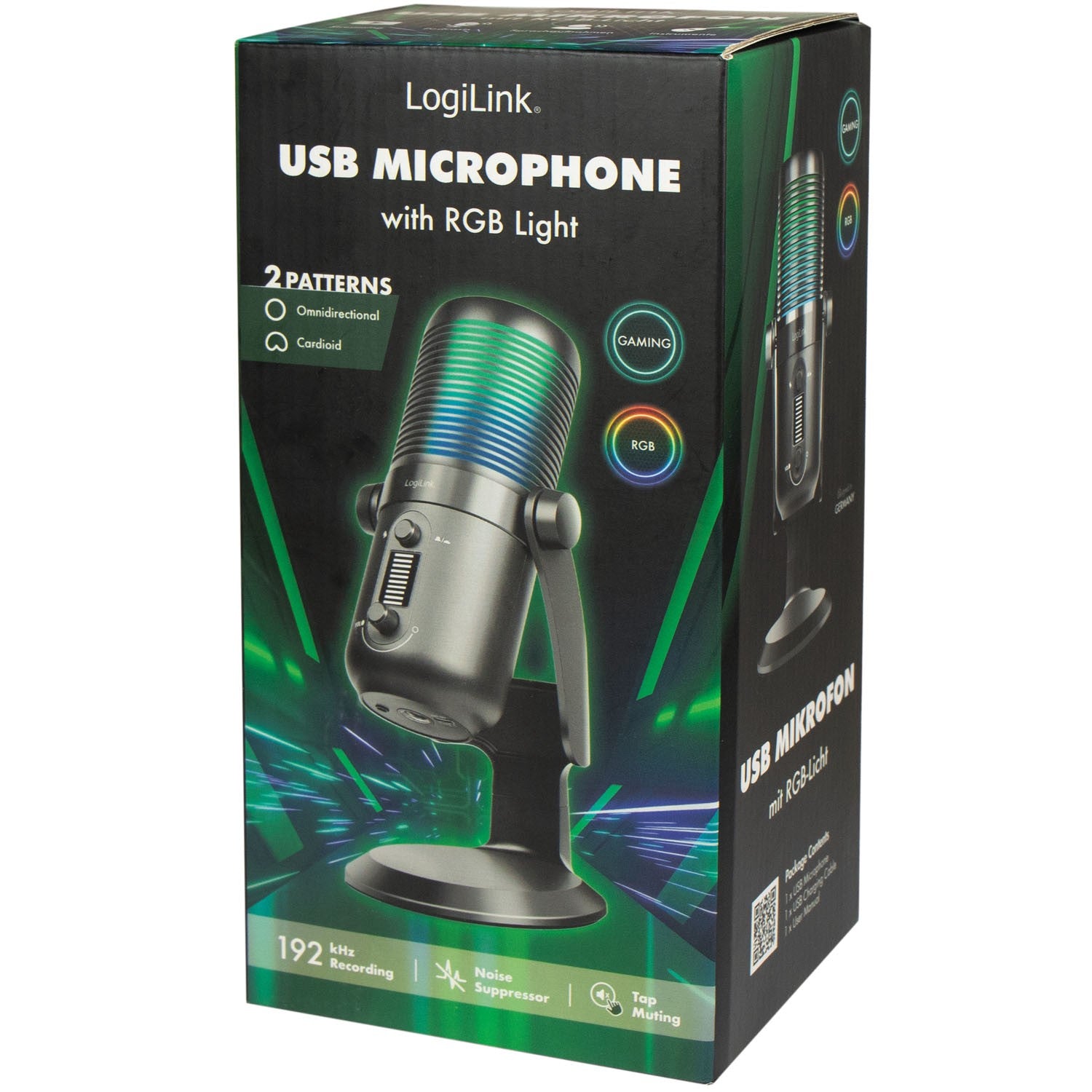 USB Microphone, Cardioid/Omnidirectional, RGB Lighting