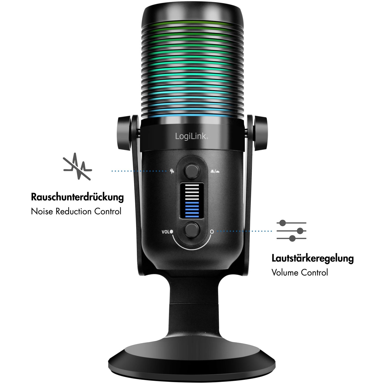 USB Microphone, Cardioid/Omnidirectional, RGB Lighting