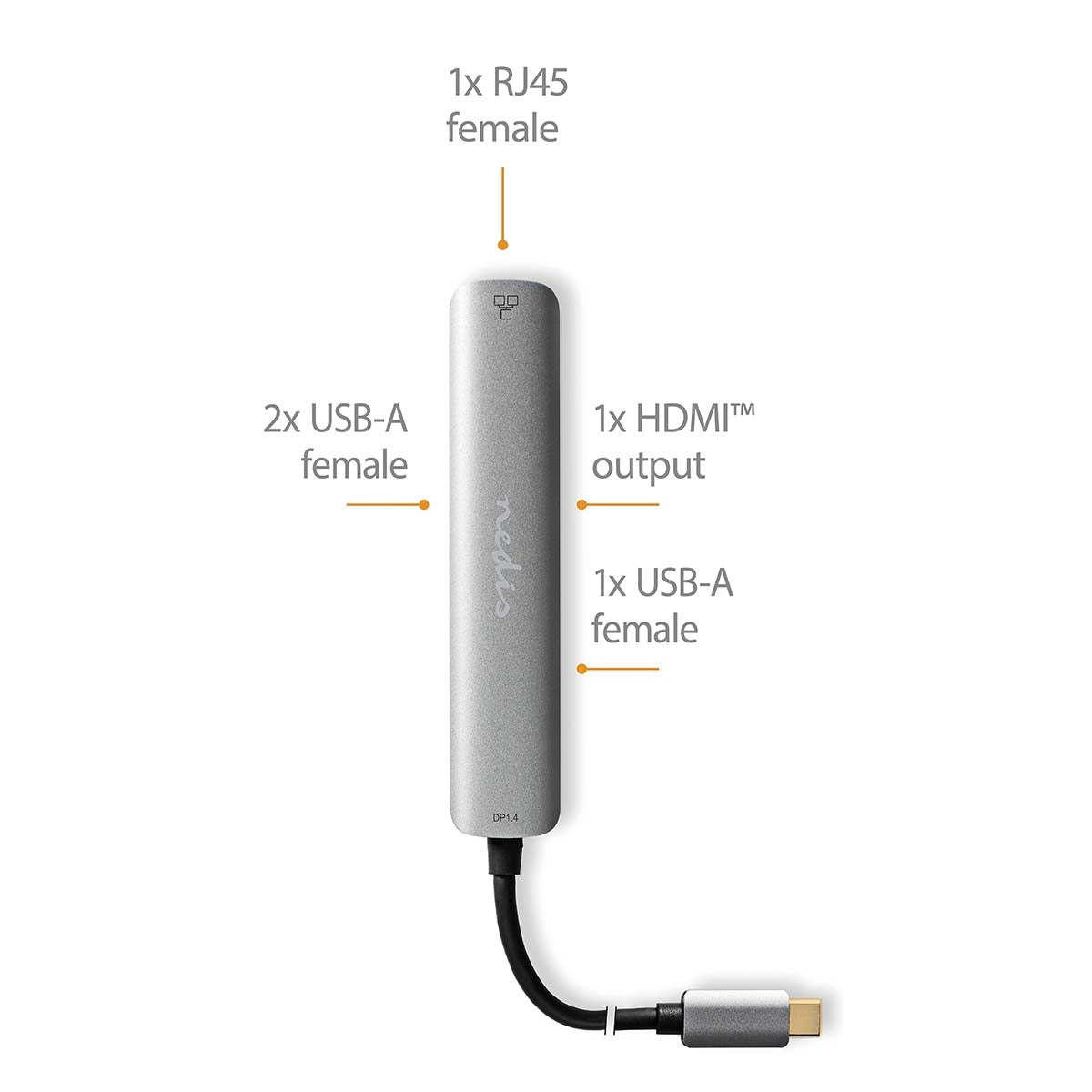 USB Multi-Port Adapter | USB 3.2 Gen 1 | USB-C™ Male | HDMI™ Female / RJ45 Female / 3x USB-A Female | 5 Gbps | 0.20 m | Round | Gold Plated | PVC | Anthracite | Box