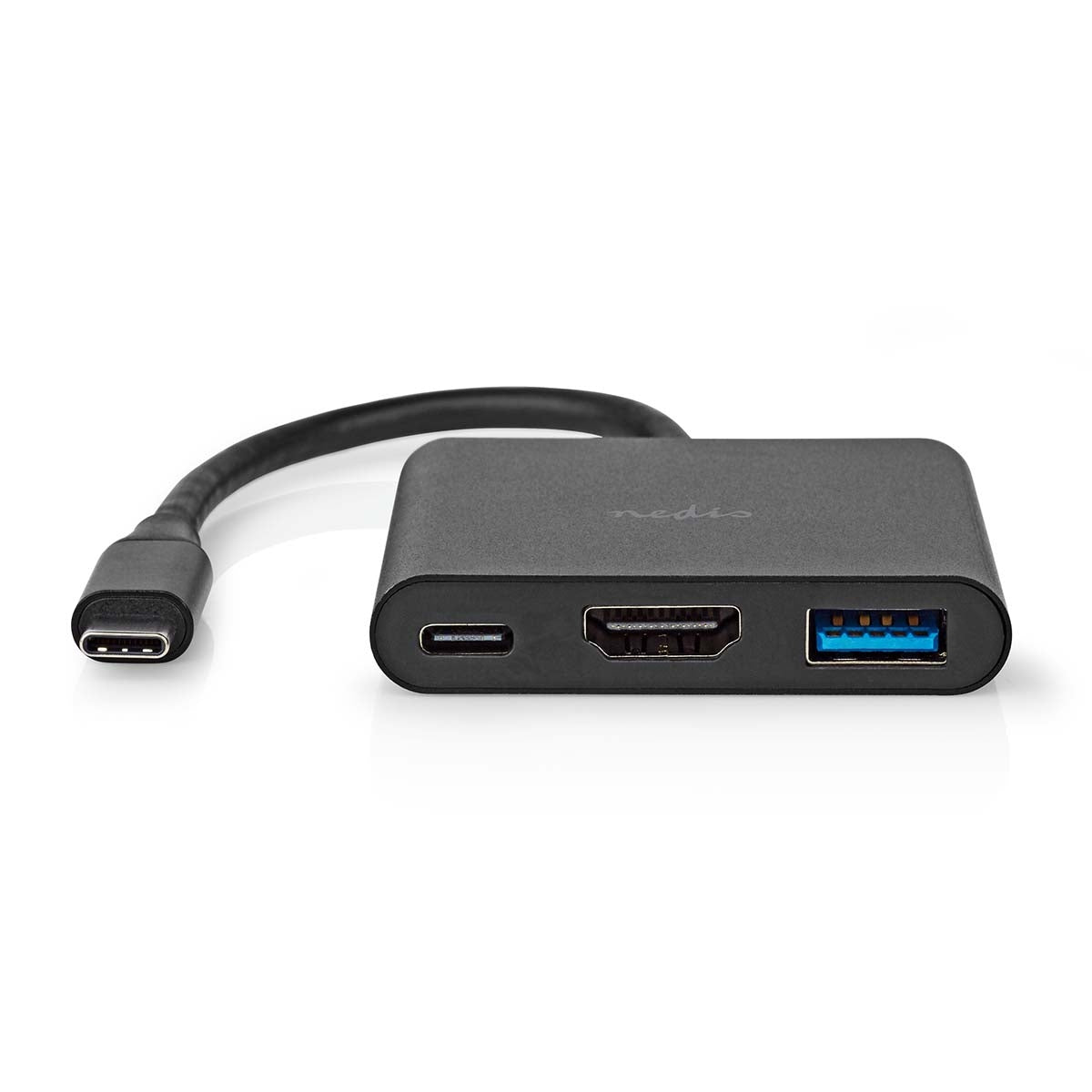 USB Multi-Port Adapter | USB 3.2 Gen 1 | USB-C™ Male | HDMI™ Output / USB-A Female / USB-C™ Female | 5 Gbps | 0.10 m | Round | Nickel Plated | PVC | Black | Box