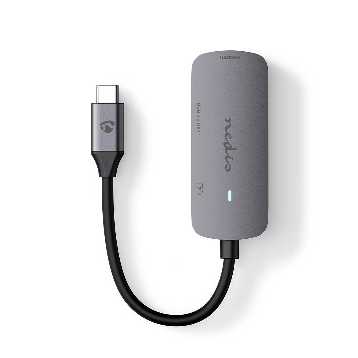 USB Multi-Port Adapter | USB 3.2 Gen 1 | USB-C™ Male | HDMI™ Output / USB-A Female / USB-C™ Female | 5 Gbps | 0.10 m | Round | Nickel Plated | PVC | Gray | Box