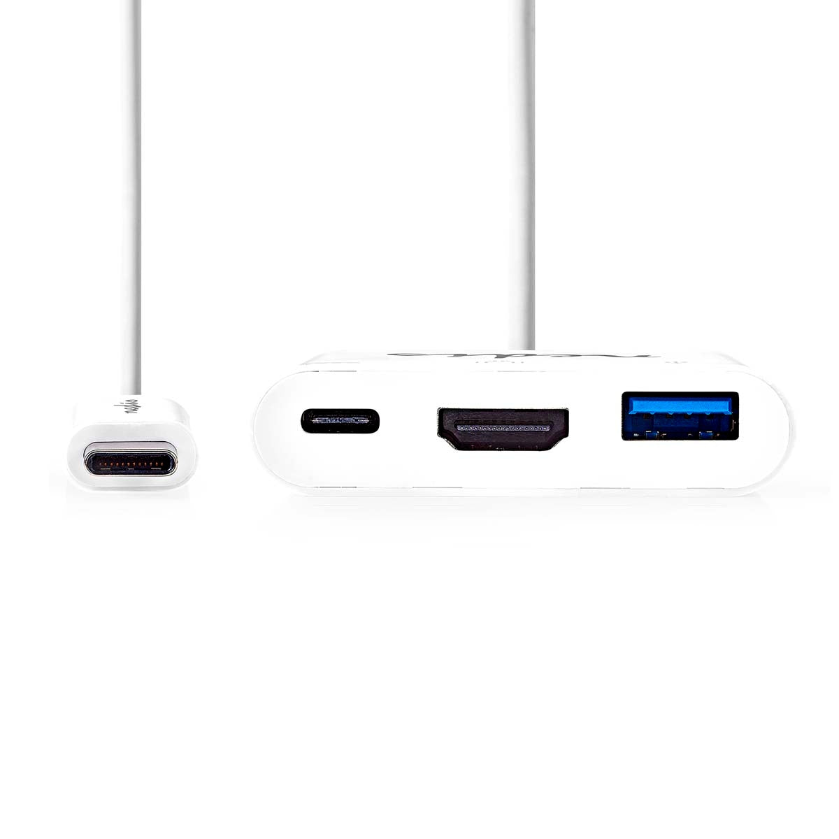 USB Multi-Port Adapter | USB 3.2 Gen 1 | USB-C™ Male | HDMI™ Output / USB-A Female / USB-C™ Female | 5 Gbps | 0.20 m | Round | Nickel Plated | PVC | White | Box