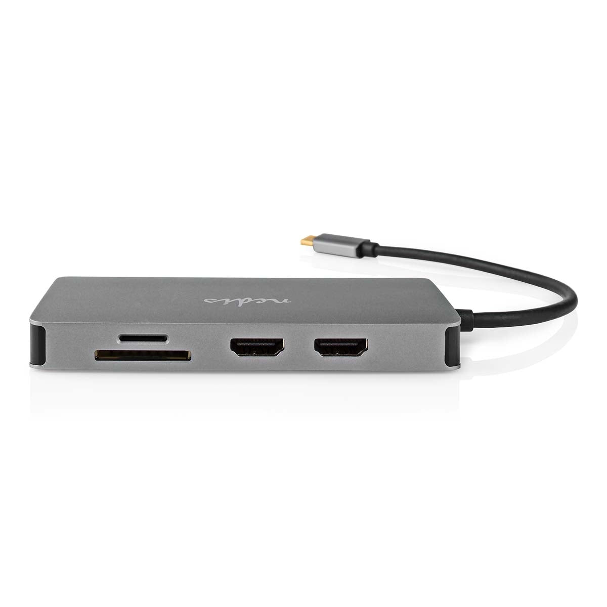USB Multi-Port Adapter | USB 3.2 Gen 1 | USB-C™ Male | Micro SD / RJ45 Female / SD / USB-C™ Female / 2x HDMI™ / 2x USB-A Female | 5 Gbps | 0.20 m | Round | Gold Plated | PVC | Anthracite | Box