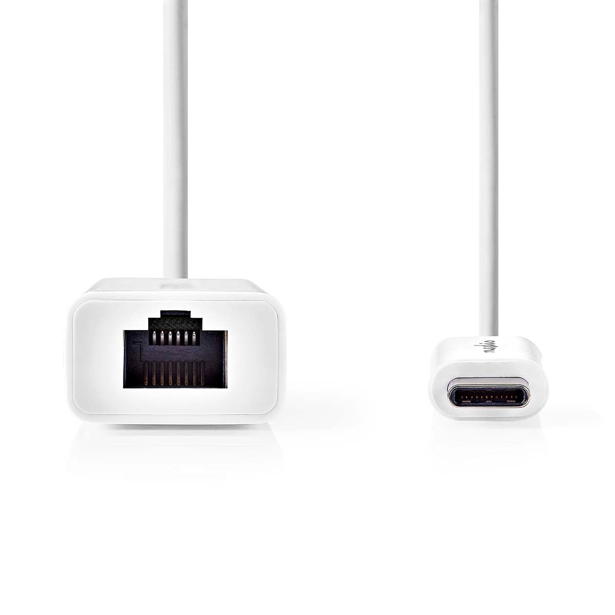 USB Network Card | USB 3.2 Gen 1 | 1000 Mbps | USB-C™ Male | RJ45 Female | 0.20 m | Round | Nickel Plated | Tinned Copper | White | Envelope
