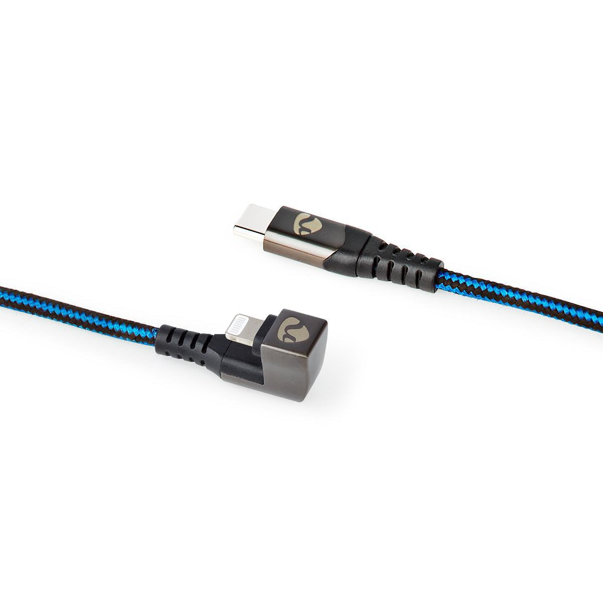 USB cable | USB 2.0 | Apple Lightning, 8-pin | USB-C™ Male | 60 W | 480 Mbps | Nickel Plated | 1.00 m | Round | Braided / Nylon | Blue / Black | Carton with covered window