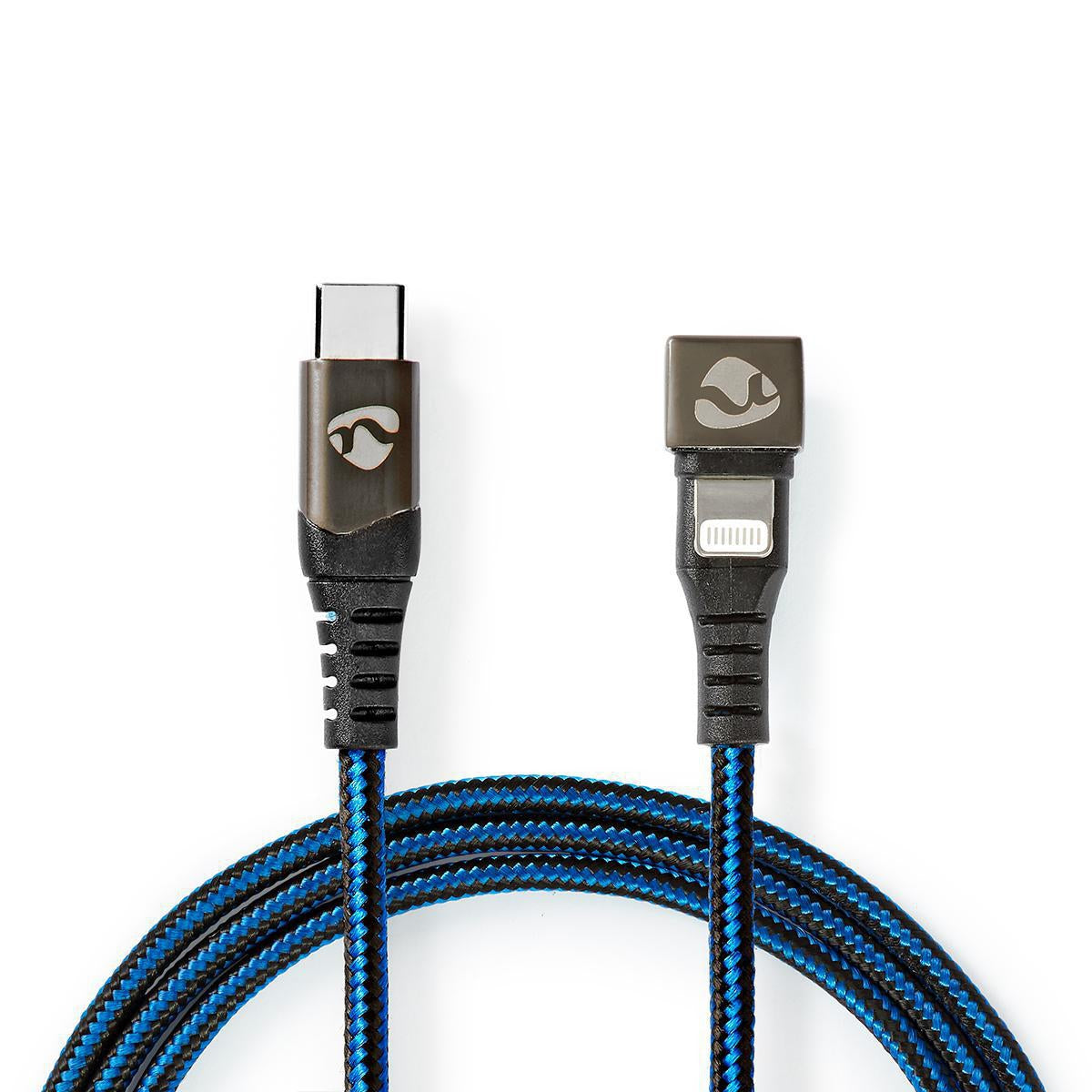 USB cable | USB 2.0 | Apple Lightning, 8-pin | USB-C™ Male | 60 W | 480 Mbps | Nickel Plated | 1.00 m | Round | Braided / Nylon | Blue / Black | Carton with covered window