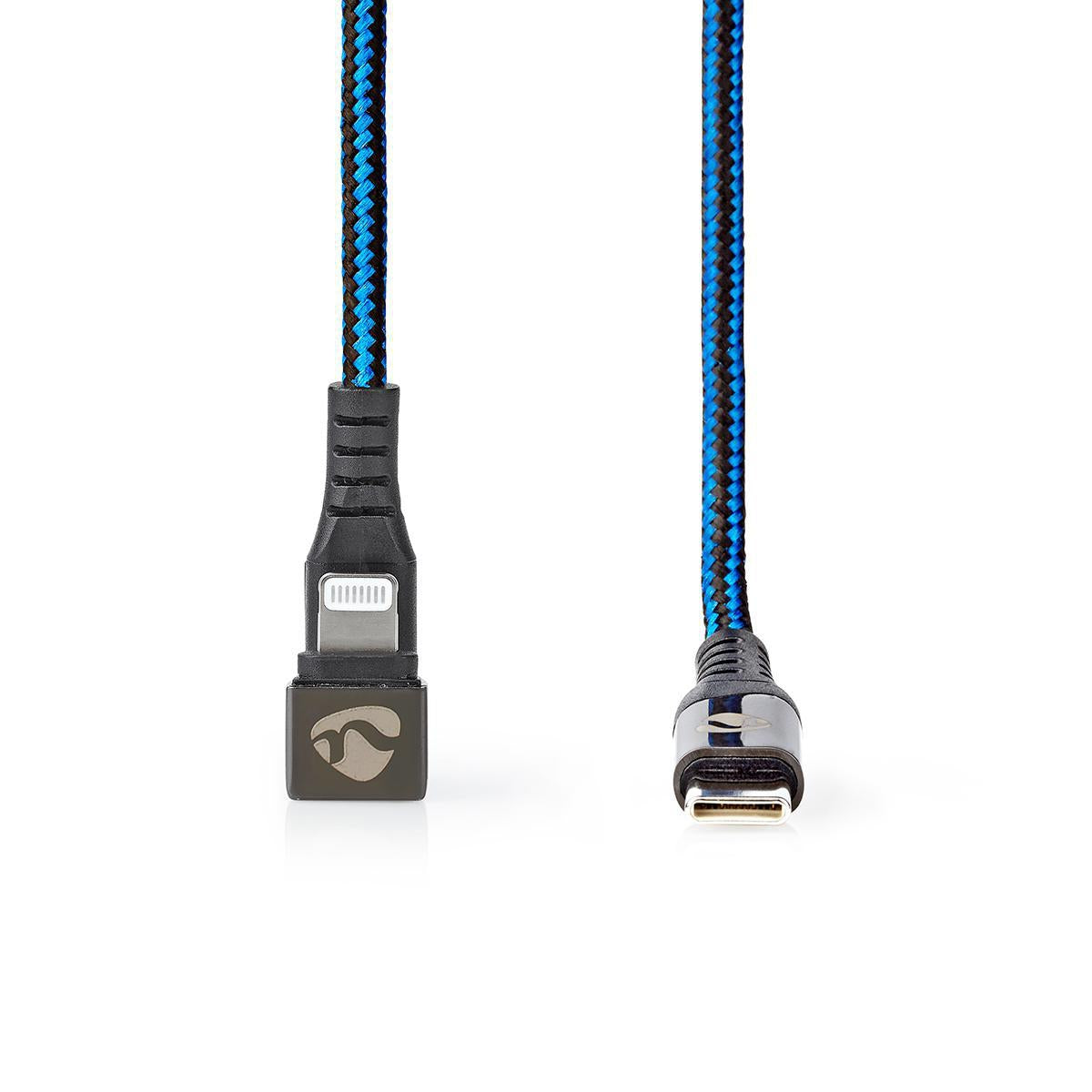 USB cable | USB 2.0 | Apple Lightning, 8-pin | USB-C™ Male | 60 W | 480 Mbps | Nickel Plated | 2.00 m | Round | Braided / Nylon | Blue / Black | Carton with covered window