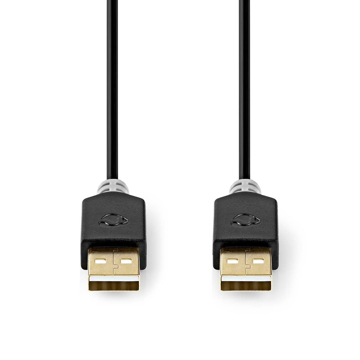 USB cable | USB 2.0 | USB-A Male | USB-A Male | 480 Mbps | Gold Plated | 2.00 m | Round | PVC | Anthracite | Box