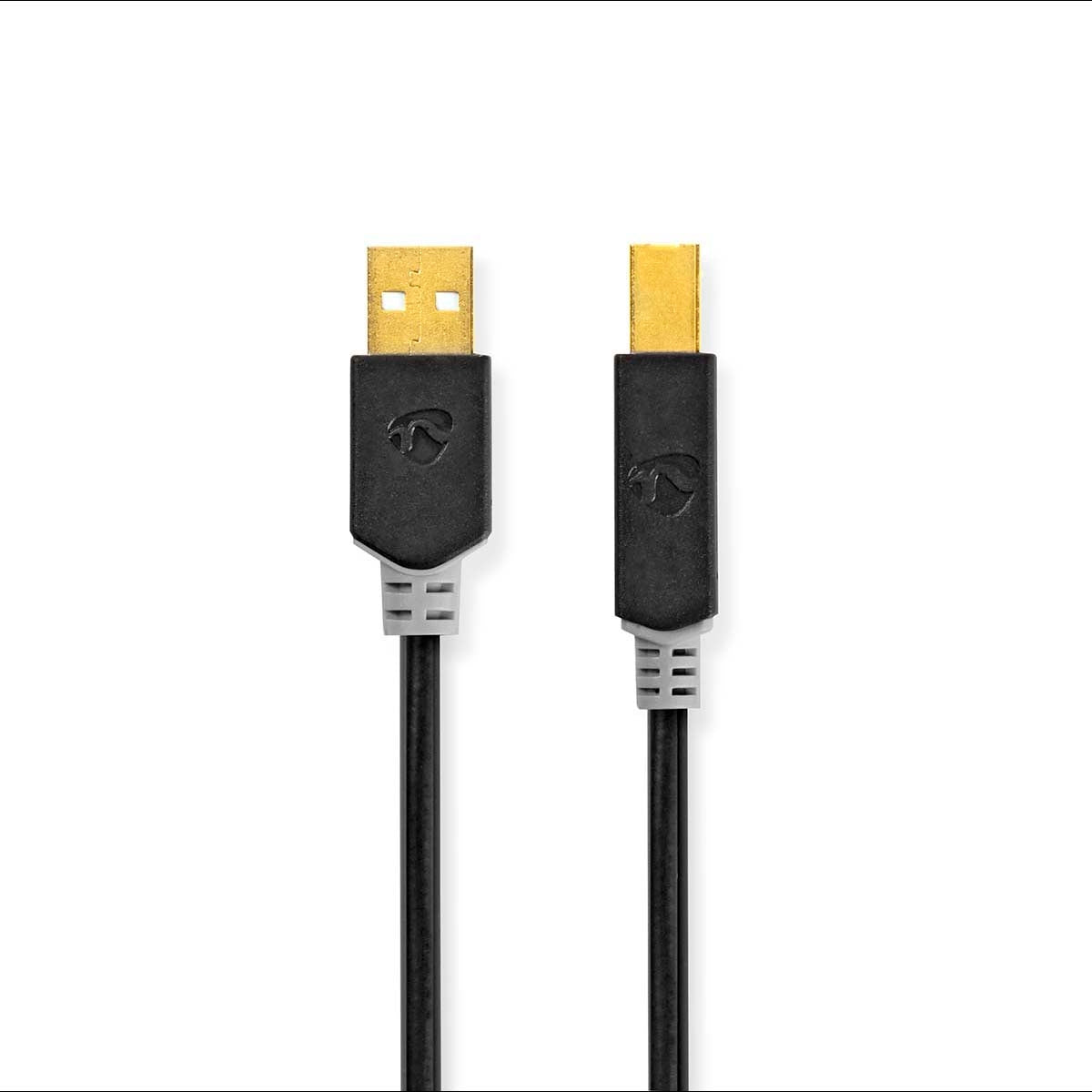 USB cable | USB 2.0 | USB-A Male | USB-B Male | 480 Mbps | Gold Plated | 1.00 m | Round | PVC | Anthracite | Box