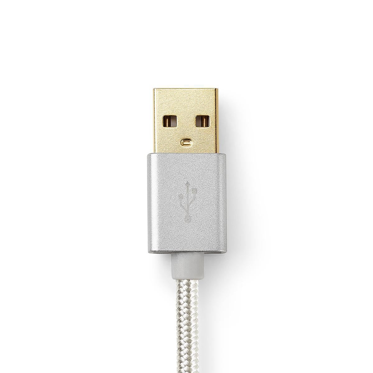 USB cable | USB 2.0 | USB-A Male | USB-C™ Male | 15 W| 480 Mbps | Gold Plated | 2.00 m | Round | Braided / Nylon | Aluminum | Carton with covered window