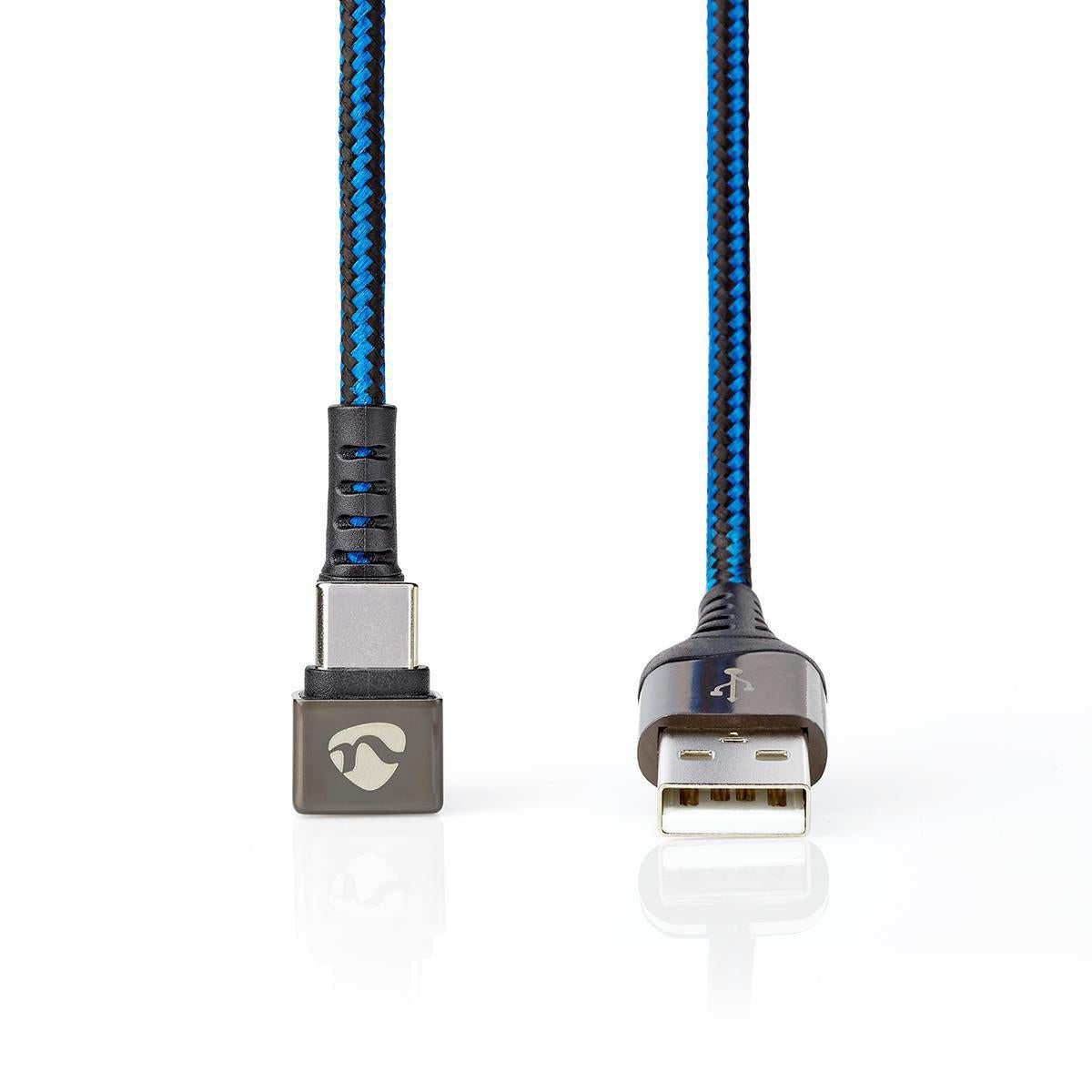 USB cable | USB 2.0 | USB-A Male | USB-C™ Male | 480 Mbps | Gold Plated | 1.00 m | Round | Braided / Nylon | Blue / Black | Carton with covered window