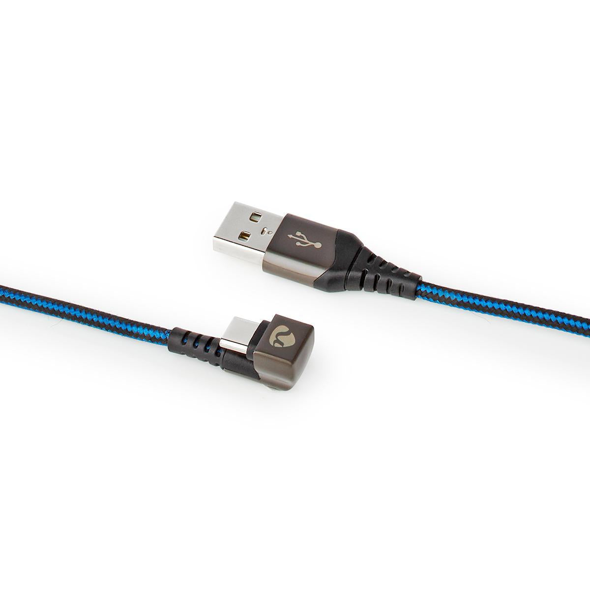 USB cable | USB 2.0 | USB-A Male | USB-C™ Male | 480 Mbps | Gold Plated | 1.00 m | Round | Braided / Nylon | Blue / Black | Carton with covered window