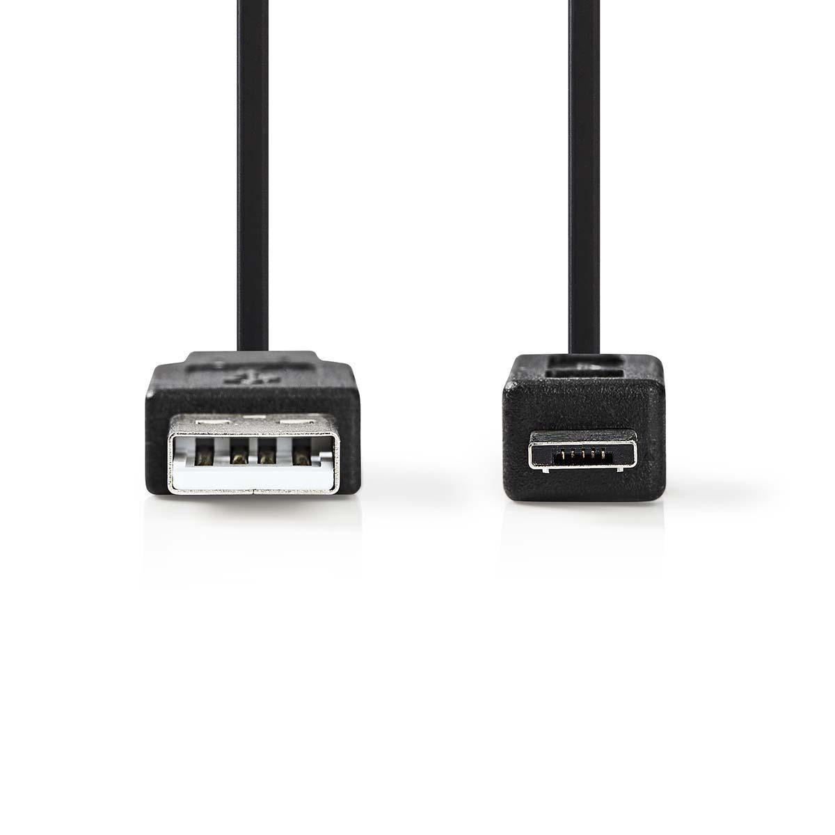 USB cable | USB 2.0 | USB-A Male | USB Micro-A | 480 Mbps | Nickel Plated | 2.00 m | Round | PVC | Black | Plastic bag