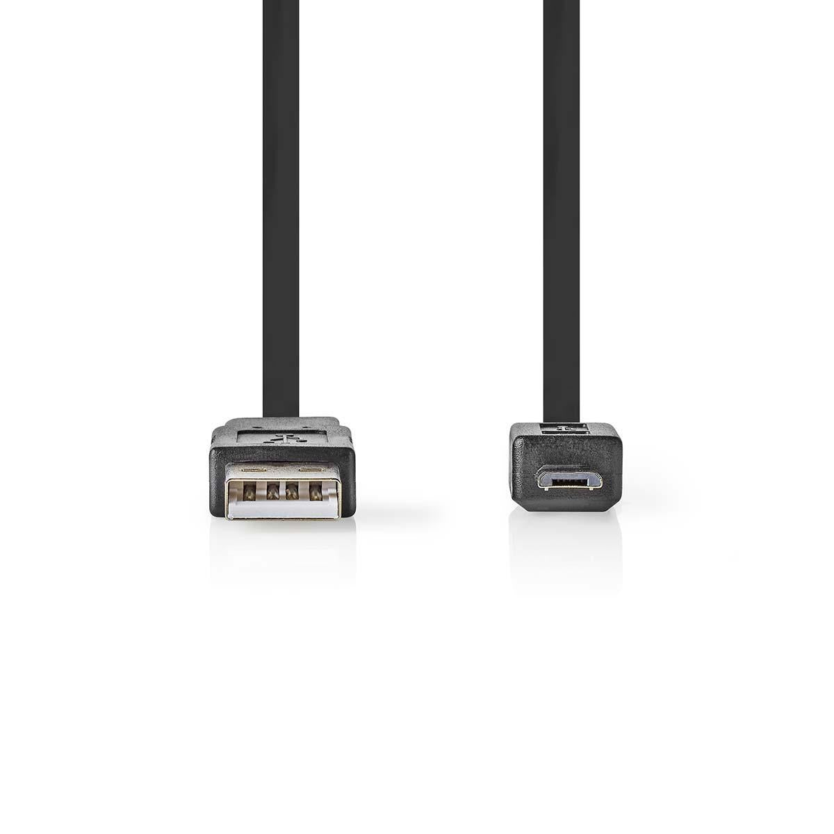 USB cable | USB 2.0 | USB-A Male | USB Micro-B Male | 480 Mbps | Nickel Plated | 1.00 m | Flat | PVC | Black | Plastic bag