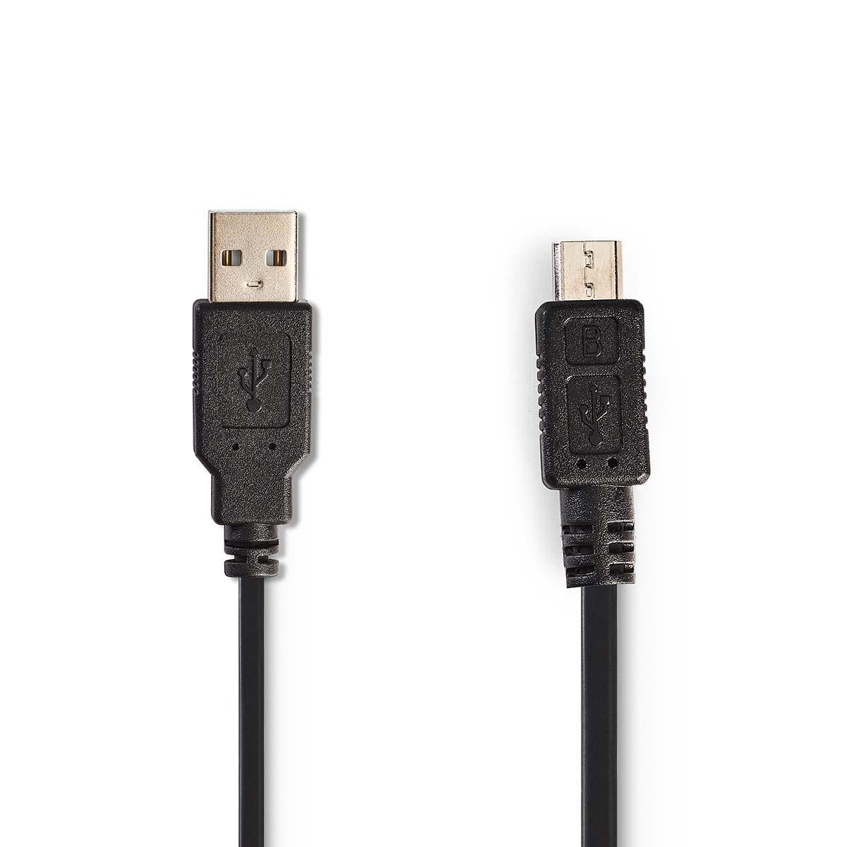 USB cable | USB 2.0 | USB-A Male | USB Micro-B Male | 480 Mbps | Nickel Plated | 2.00 m | Wrapped | PVC | Black | Envelope