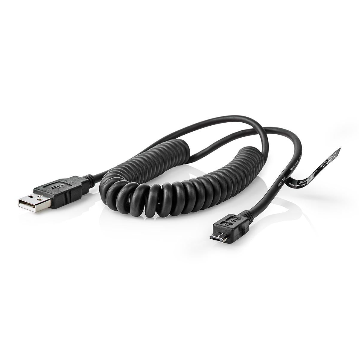 USB cable | USB 2.0 | USB-A Male | USB Micro-B Male | 480 Mbps | Nickel Plated | 2.00 m | Wrapped | PVC | Black | Envelope