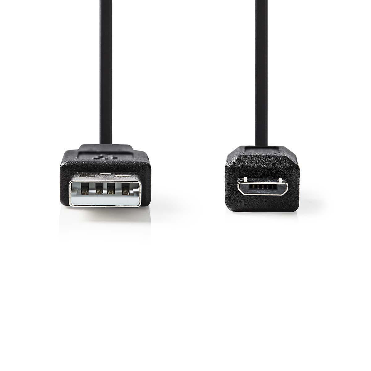 USB cable | USB 2.0 | USB-A Male | USB Micro-B Male | 480 Mbps | Nickel Plated | 2.00 m | Wrapped | PVC | Black | Envelope