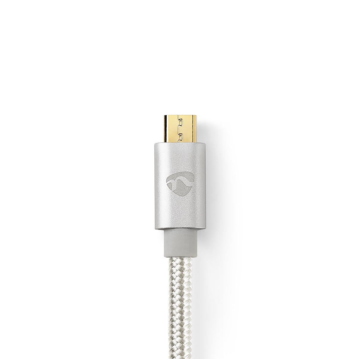 USB cable | USB 2.0 | USB-C™ Male | USB Micro-B Male | 10 W| 480 Mbps | Gold Plated | 3.00 m | Round | Braided / Nylon | Aluminum | Carton with covered window