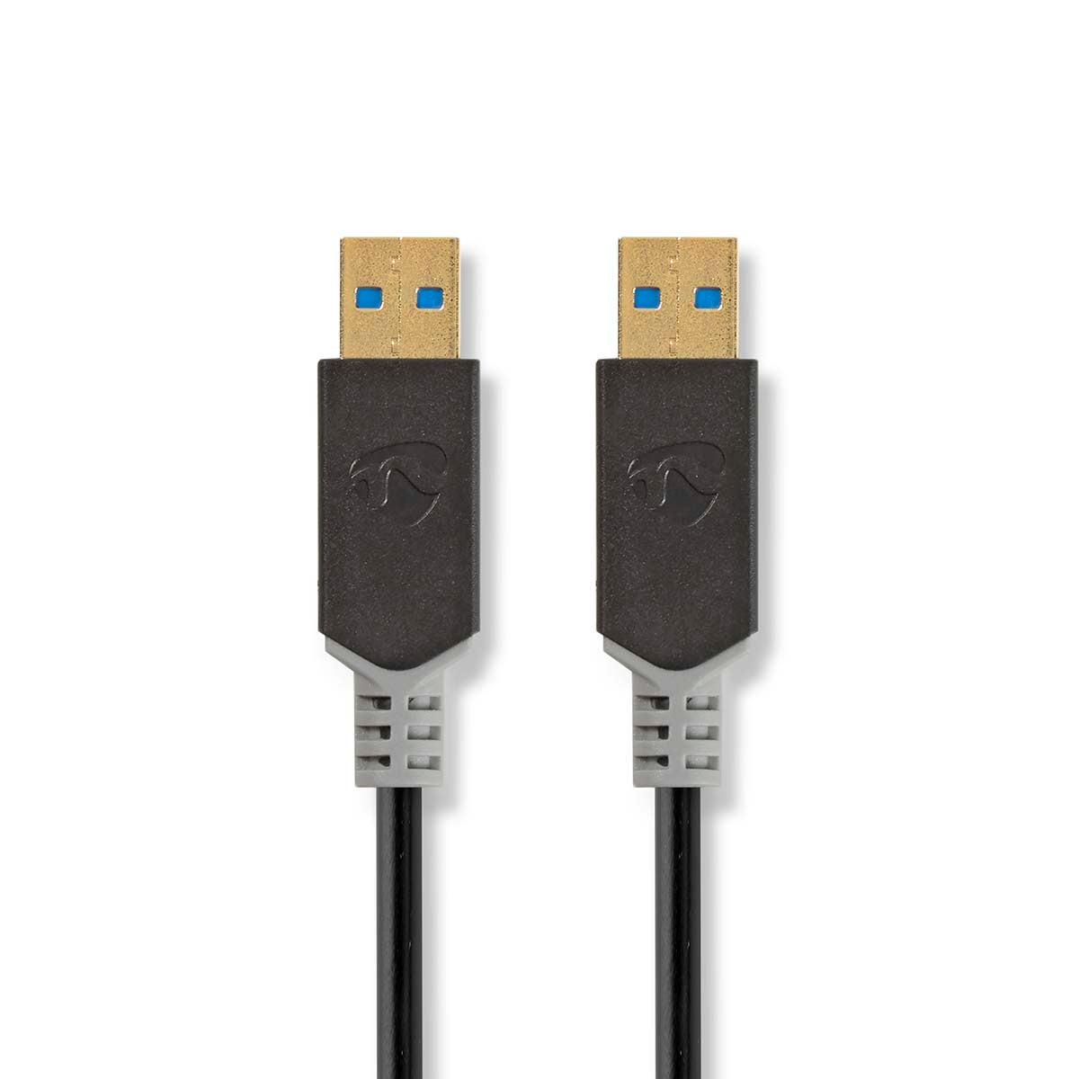 USB cable | USB 3.2 Gen 1 | USB-A Male | USB-A Male | 5 Gbps | Gold Plated | 2.00 m | Round | PVC | Anthracite | Box