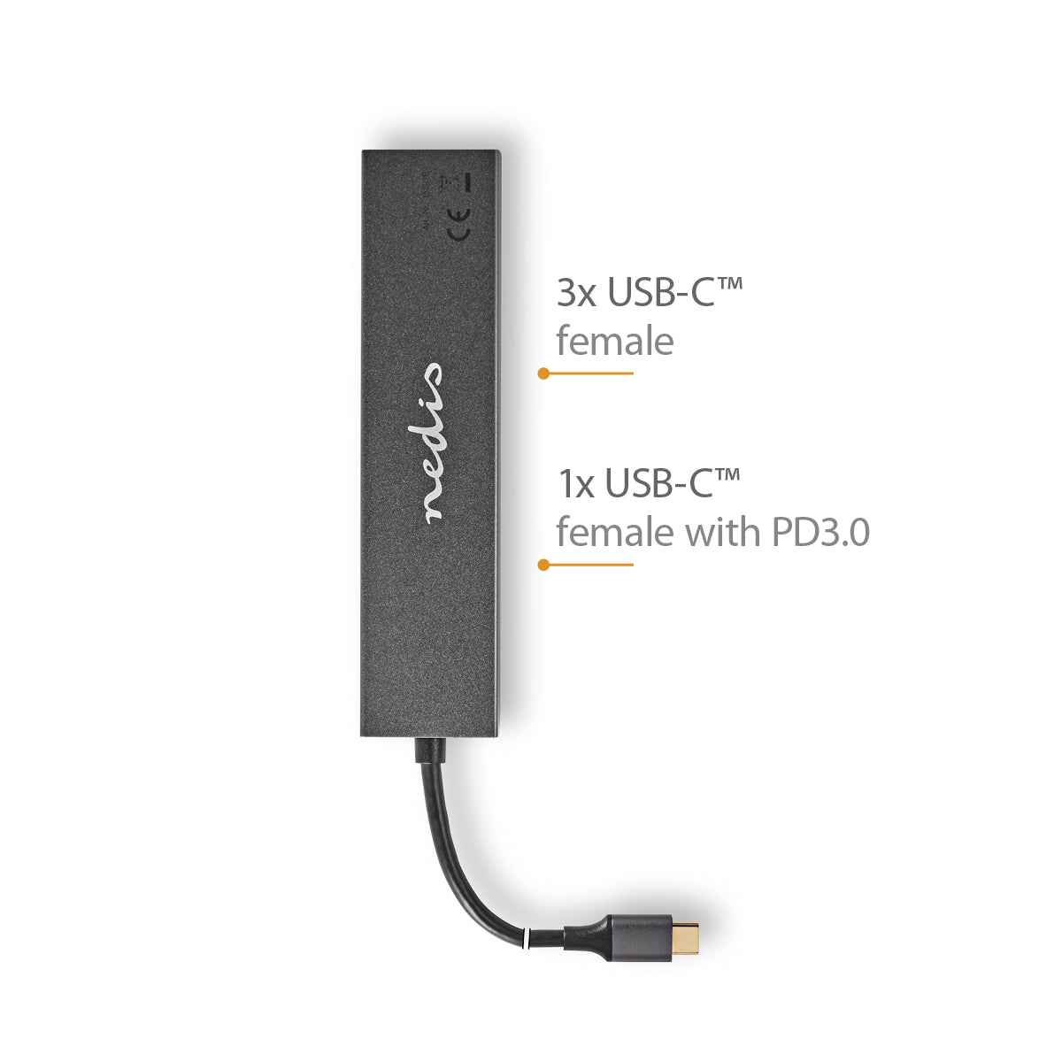 USB hub | 1x USB-C™ 3.2 Gen 2 Male | USB-C™ 3.2 Gen 2 Female with PD 3.0 / 3x USB-C™ 3.2 Gen 2 Female | 4-Port port(s) | USB 3.2 Gen 2 | USB Power | 10 Gbps