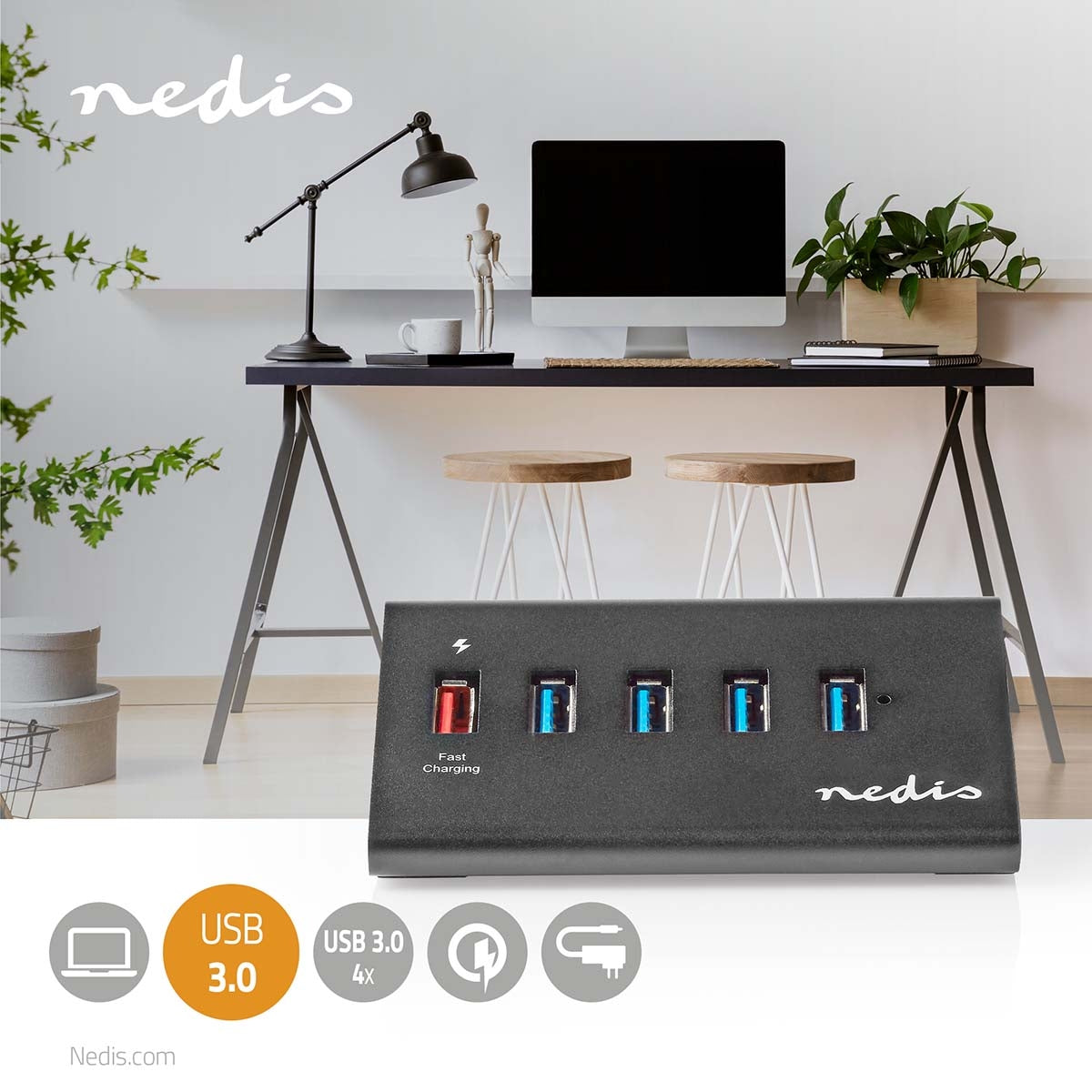 USB hub | USB Micro-B Female | USB-A Female | 5-Port port(s) | QC3.0 / USB 3.2 Gen 1 | Power adapter / USB power | 5 Gbps | 5x USB