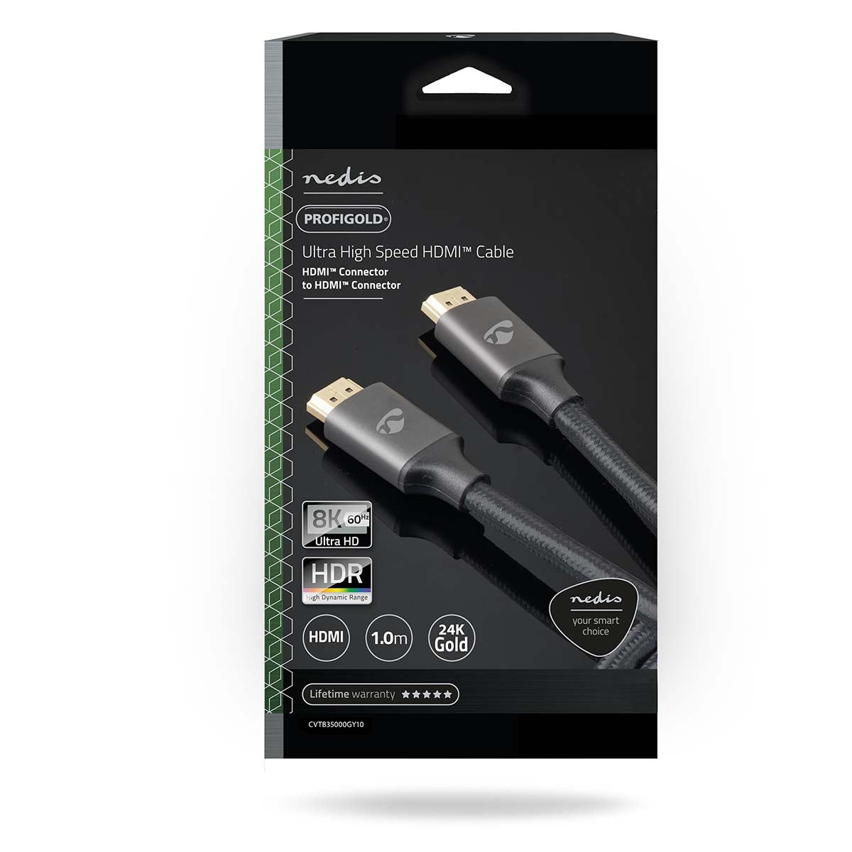 Ultra High Speed HDMI™ Cable | HDMI™ Connector | HDMI™ Connector | 8K@60Hz | 48 Gbps | 1.00 m | Round | 6.3 mm | Anthracite / Gray With Metal | Carton with covered window