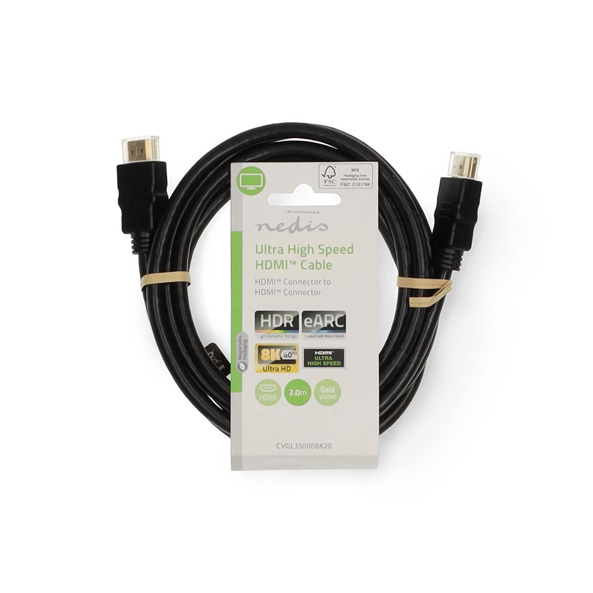 Ultra High Speed HDMI™ Cable | HDMI™ Connector | HDMI™ Connector | 8K@60Hz | 48 Gbps | 2.00 m | Round | 6.5 mm | Black | Label
