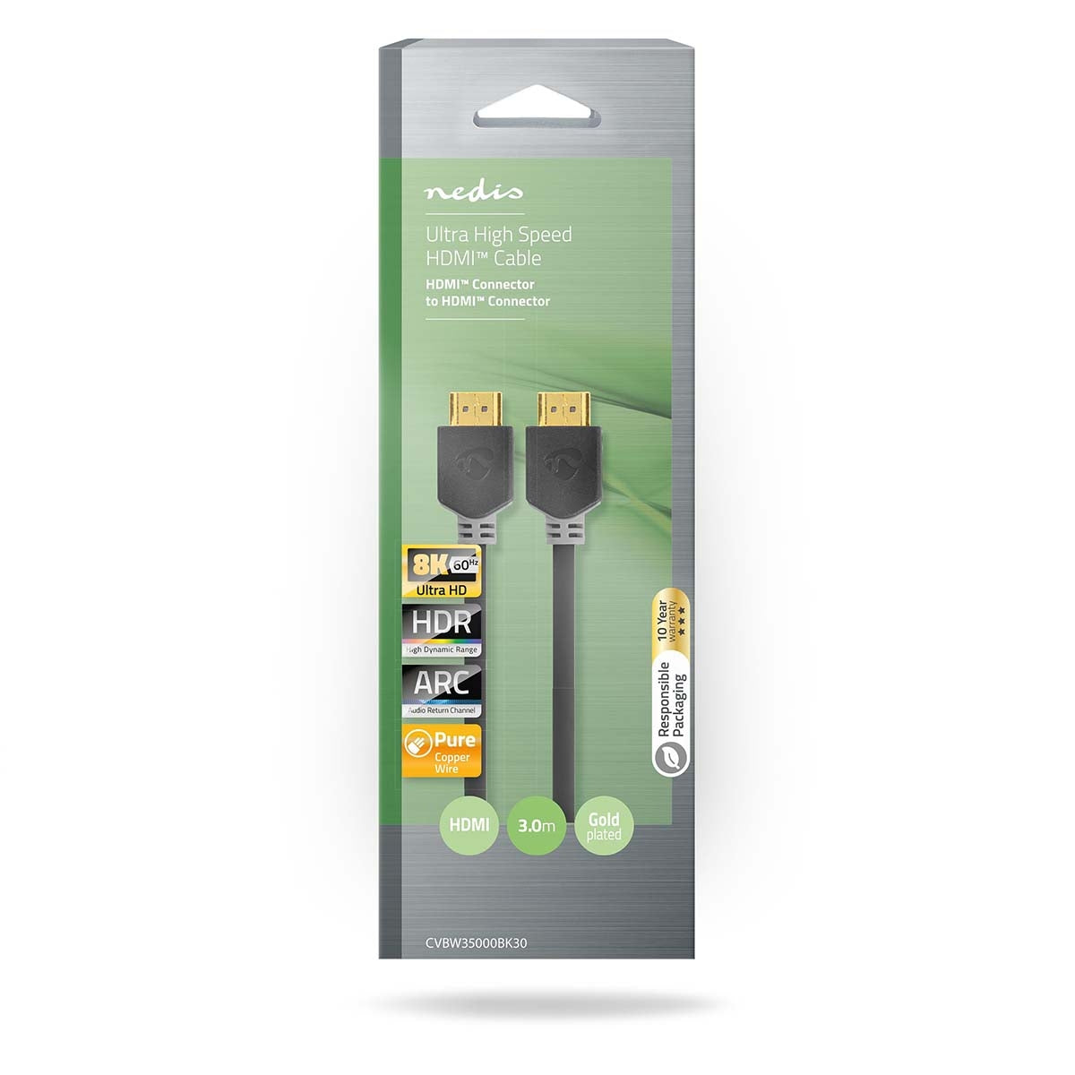 Ultra High Speed HDMI™ Cable | HDMI™ Connector | HDMI™ Connector | 8K@60Hz | 48 Gbps | 3.00 m | Round | 6.7mm | Anthracite | Box