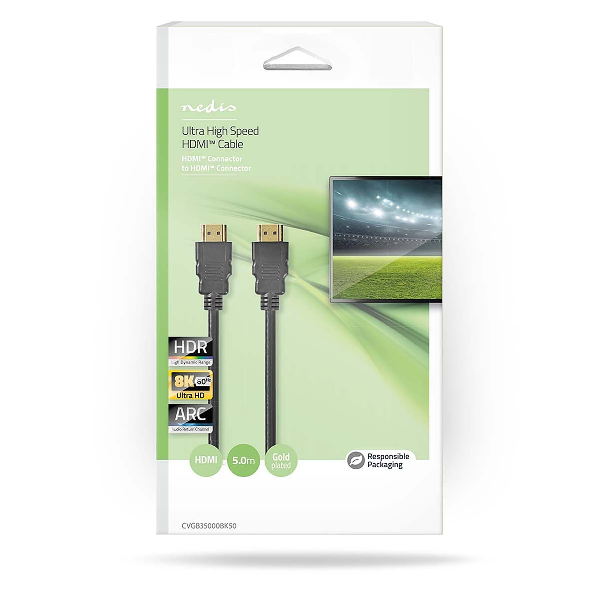 Ultra High Speed HDMI™ Cable | HDMI™ Connector | HDMI™ Connector | 8K@60Hz | 48 Gbps | 5.00 m | Round | 6.7mm | Black | Box