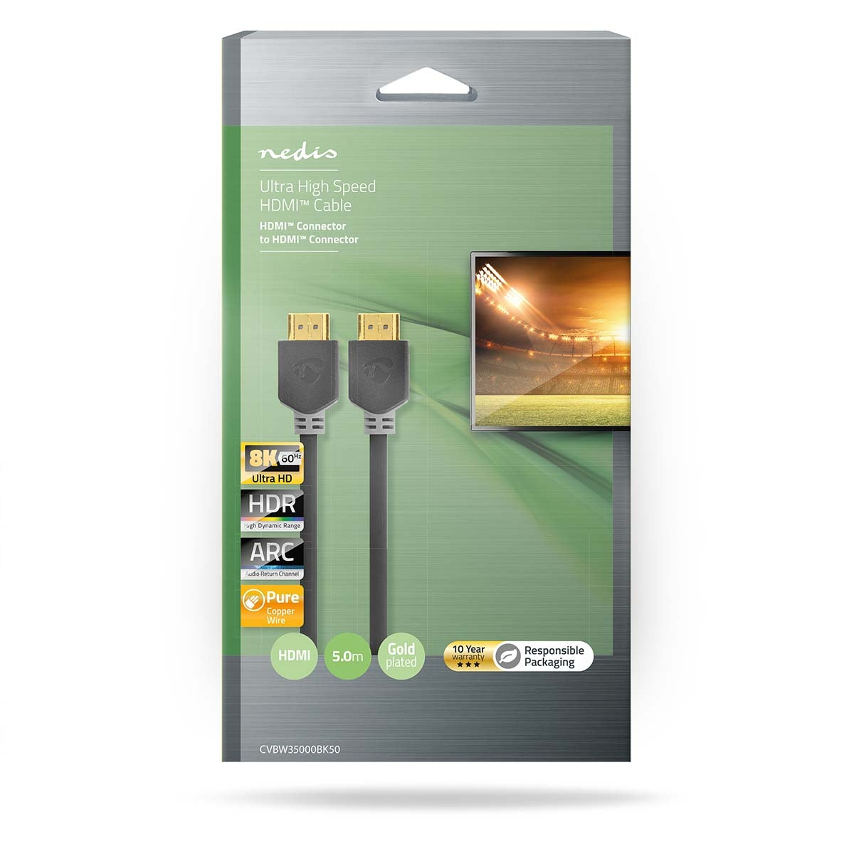Ultra High Speed HDMI™ Cable | HDMI™ Connector | HDMI™ Connector | 8K@60Hz | 48 Gbps | 5.00 m | Round | 8.3mm | Anthracite | Box