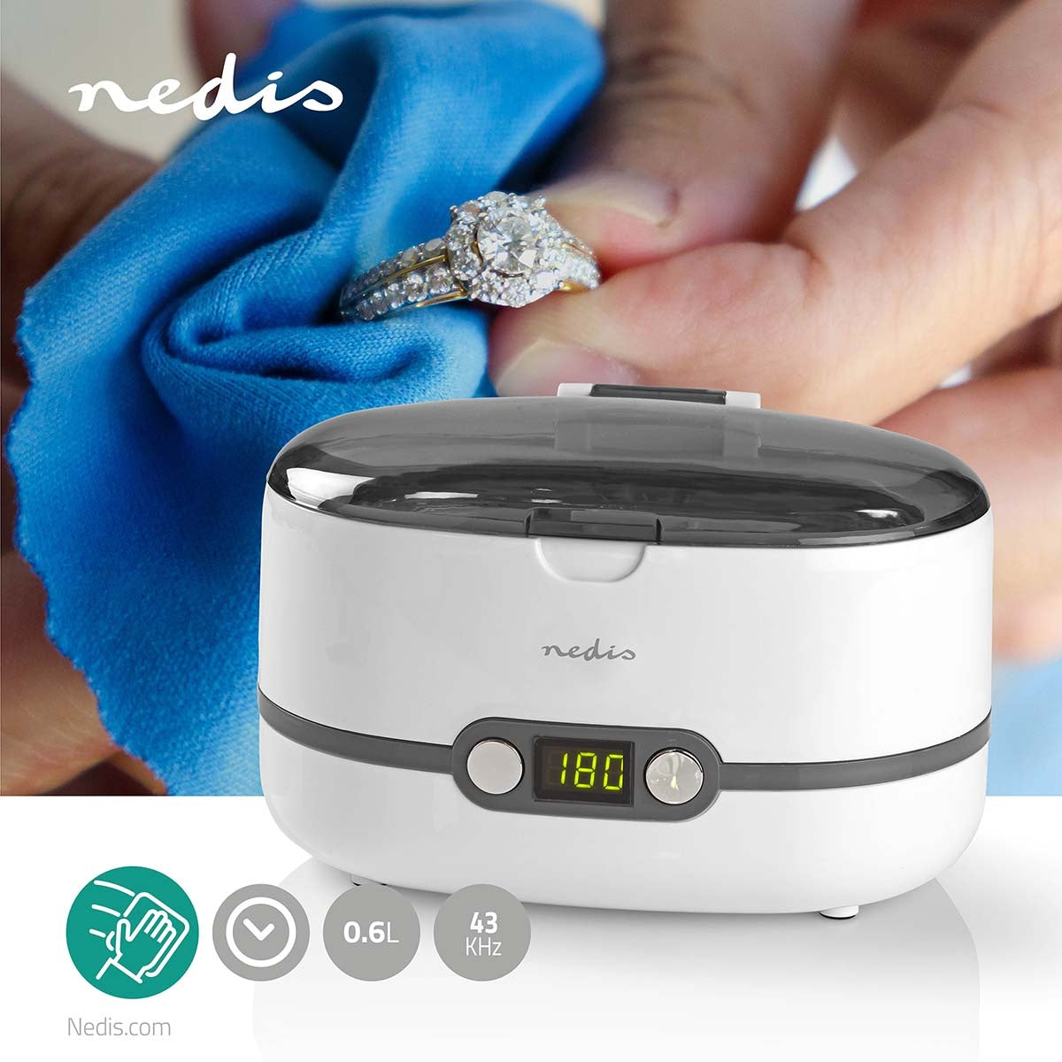 Ultrasonic Jewelry cleaning | Power adapter | 230 V AC 50 Hz | Euro / Type-C (CEE 7/16) | White | Plastic