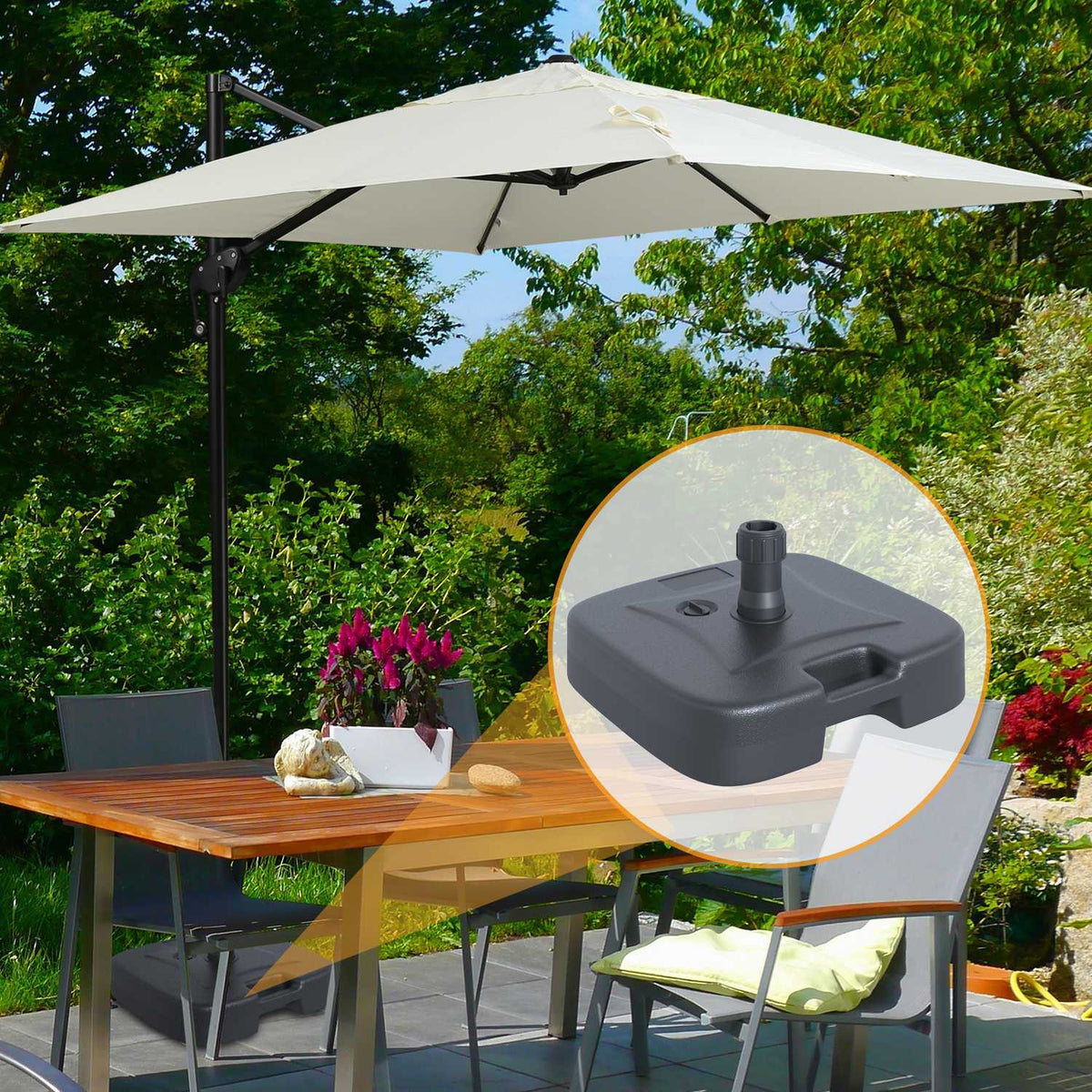 Umbrella Stand Fillable Sand/Water Black 46X45X26Cm Up To 30Kg