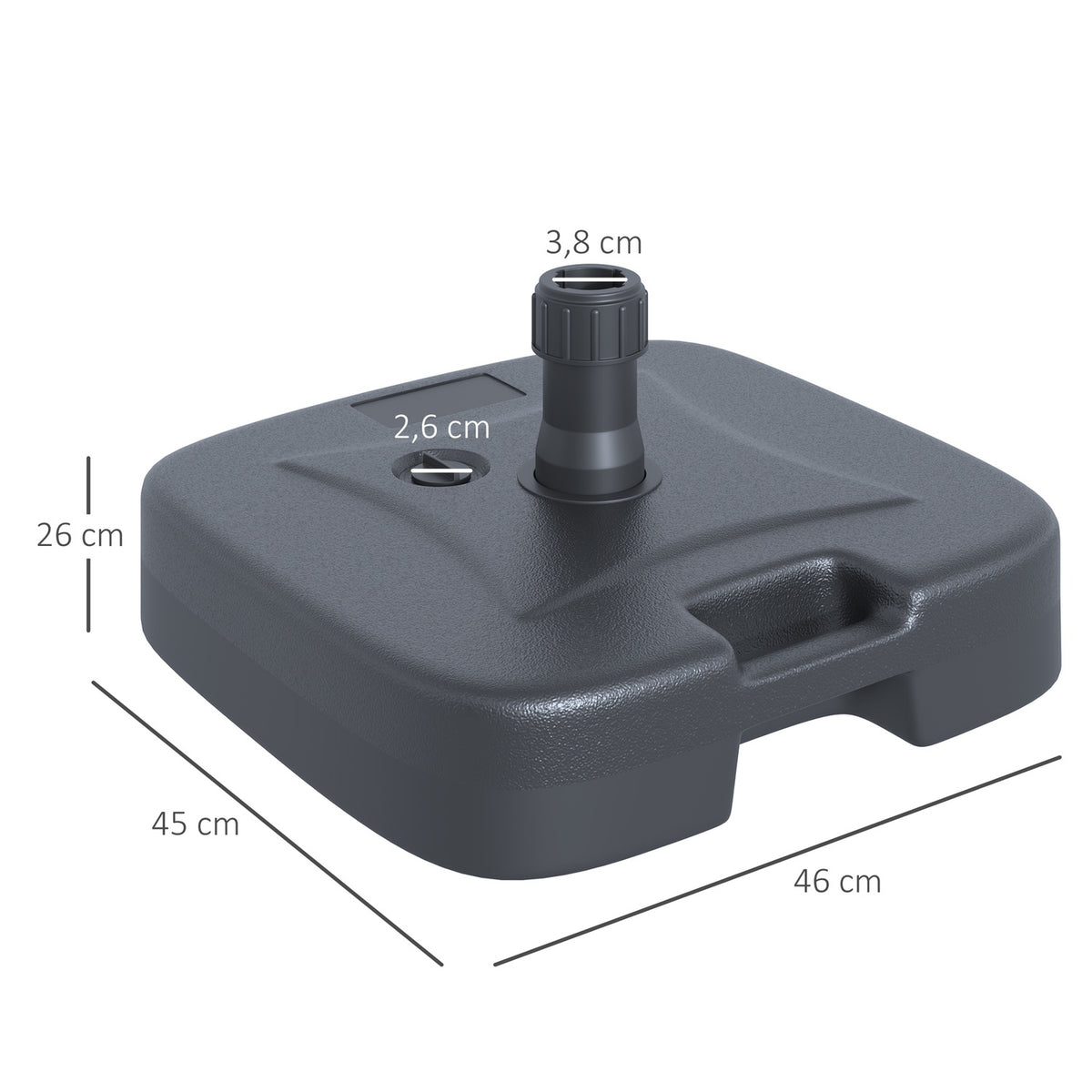Umbrella Stand Fillable Sand/Water Black 46X45X26Cm Up To 30Kg