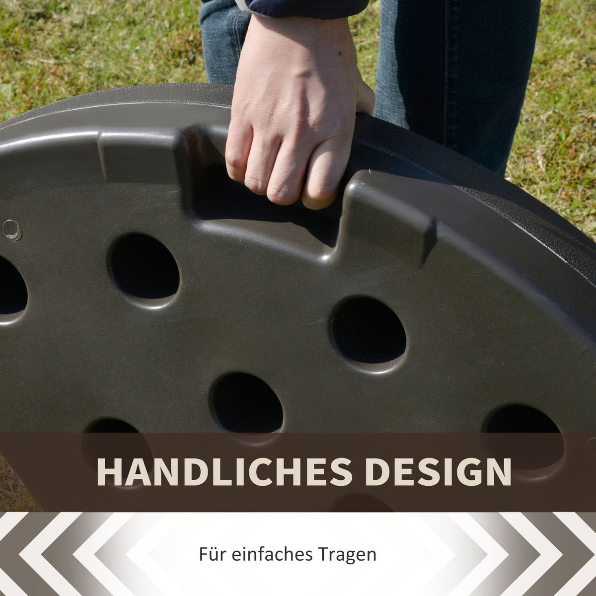 Umbrella Stand, Fillable With 17Kg Water/25Kg Sand, Hdpe, Coffee, 100X100X10.5Cm