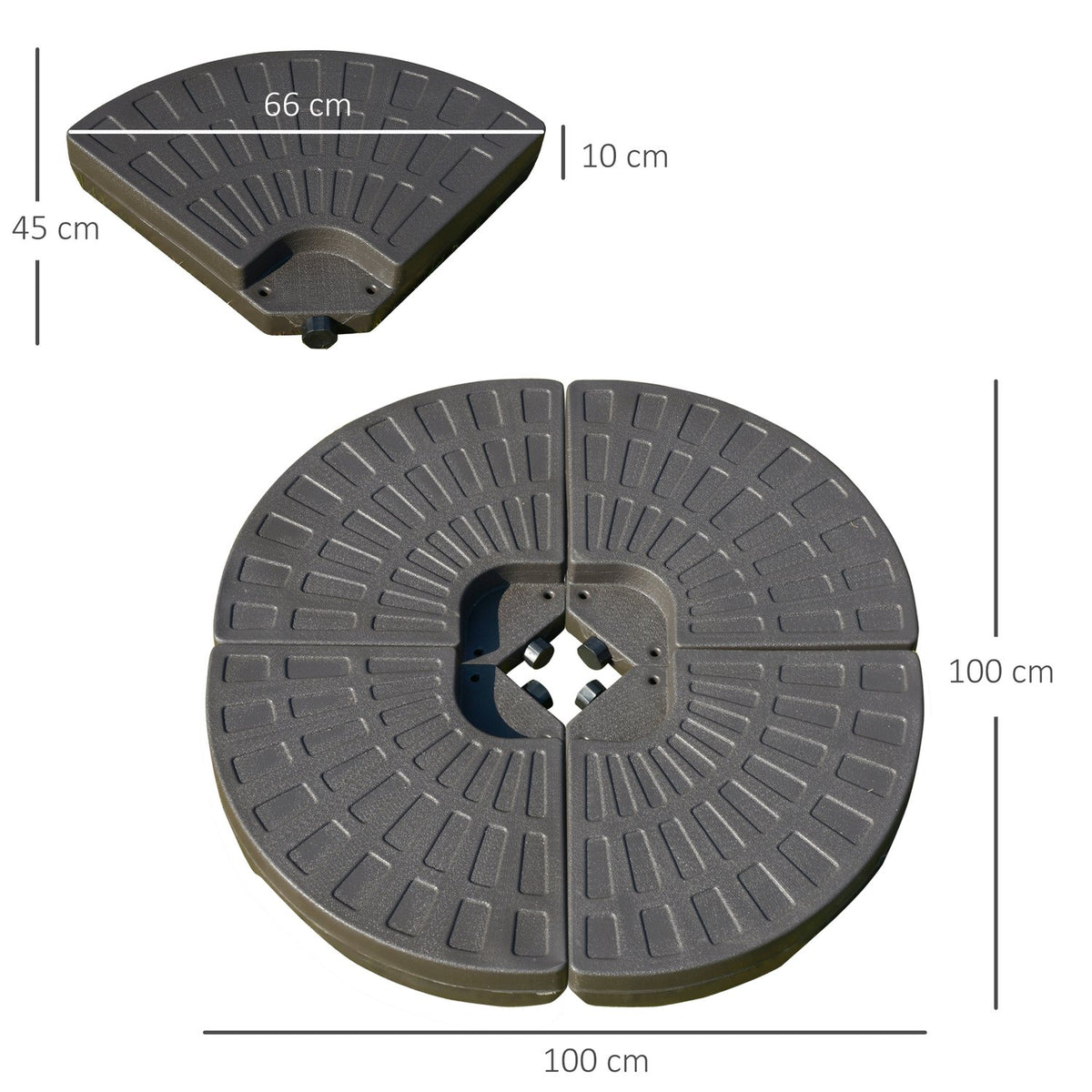 Umbrella Stand, Fillable With 17Kg Water/25Kg Sand, Hdpe, Coffee, 100X100X10.5Cm