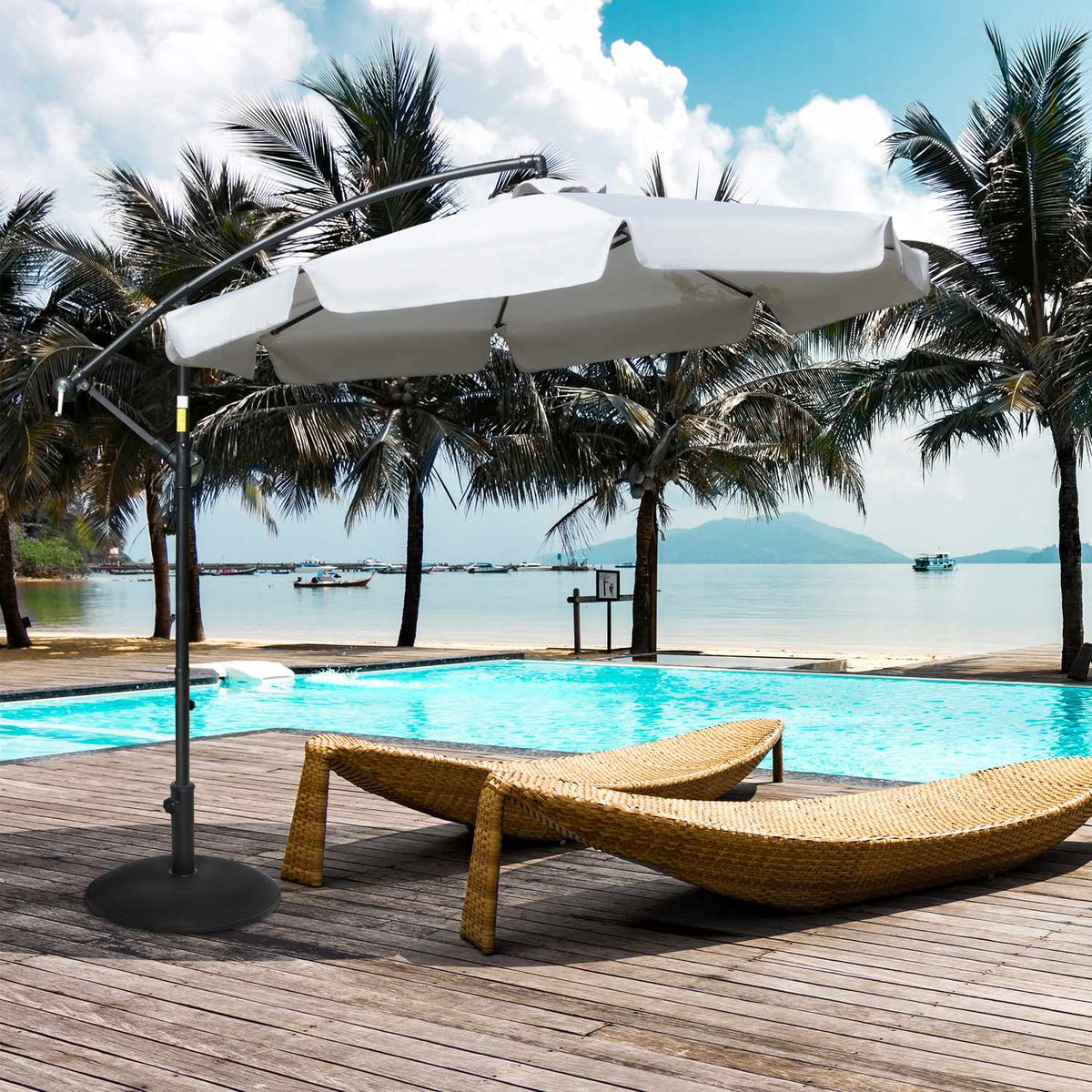 Umbrella Stand Parasol Base Parasol Base 25Kg Steel + Cement Black ∅49 X 37 Cm