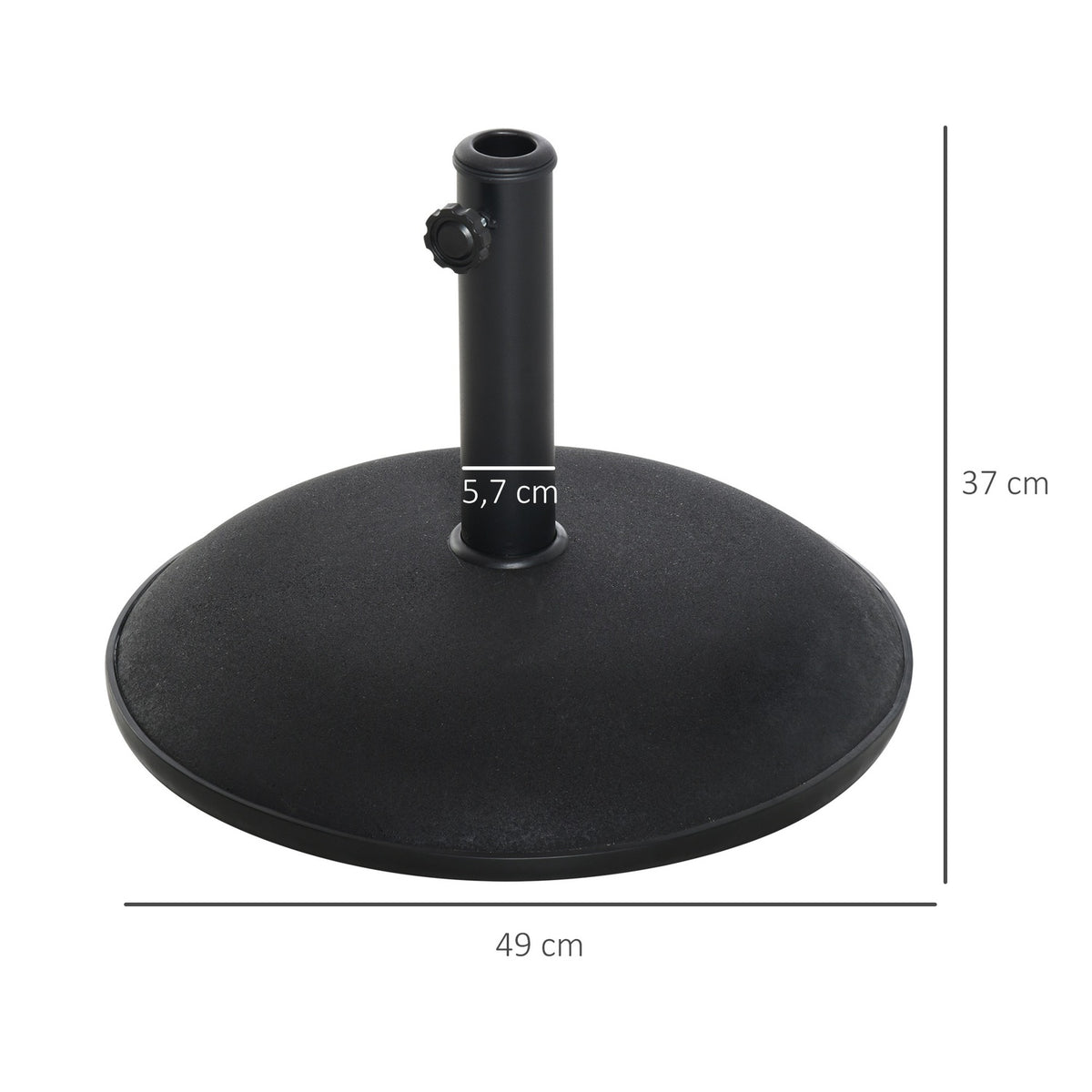 Umbrella Stand Parasol Base Parasol Base 25Kg Steel + Cement Black ∅49 X 37 Cm