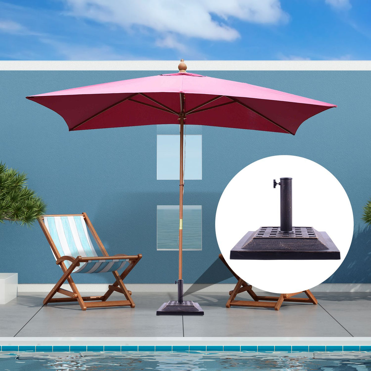 Umbrella Stand Parasol Base Parasol Stand 9Kg 38/48Mm Polyester Resin Bronze L44 X W44 X H33Cm
