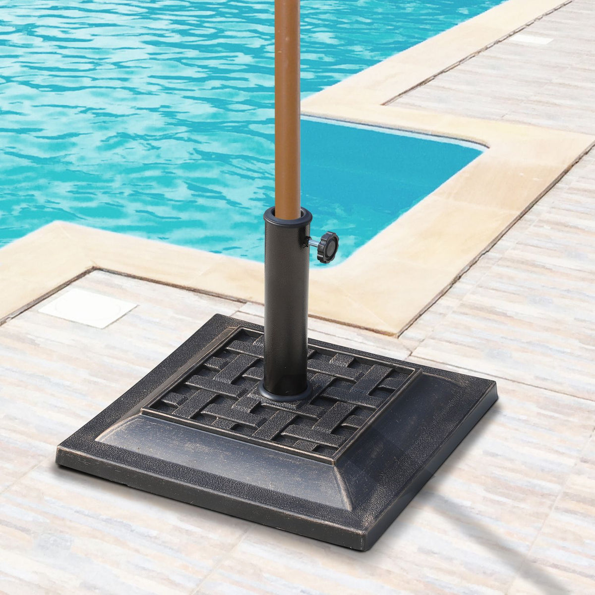 Umbrella Stand Parasol Base Parasol Stand 9Kg 38/48Mm Polyester Resin Bronze L44 X W44 X H33Cm