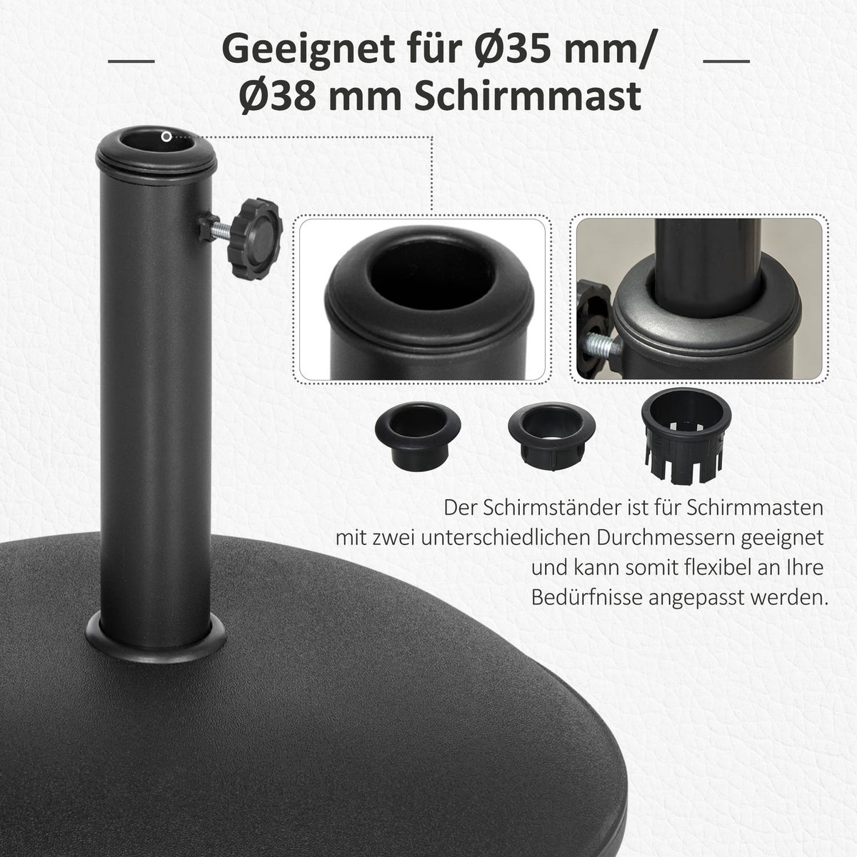 Umbrella Stand Round Parasol Stand Parasol Base Base 20 Kg Steel Tube (Model 1)