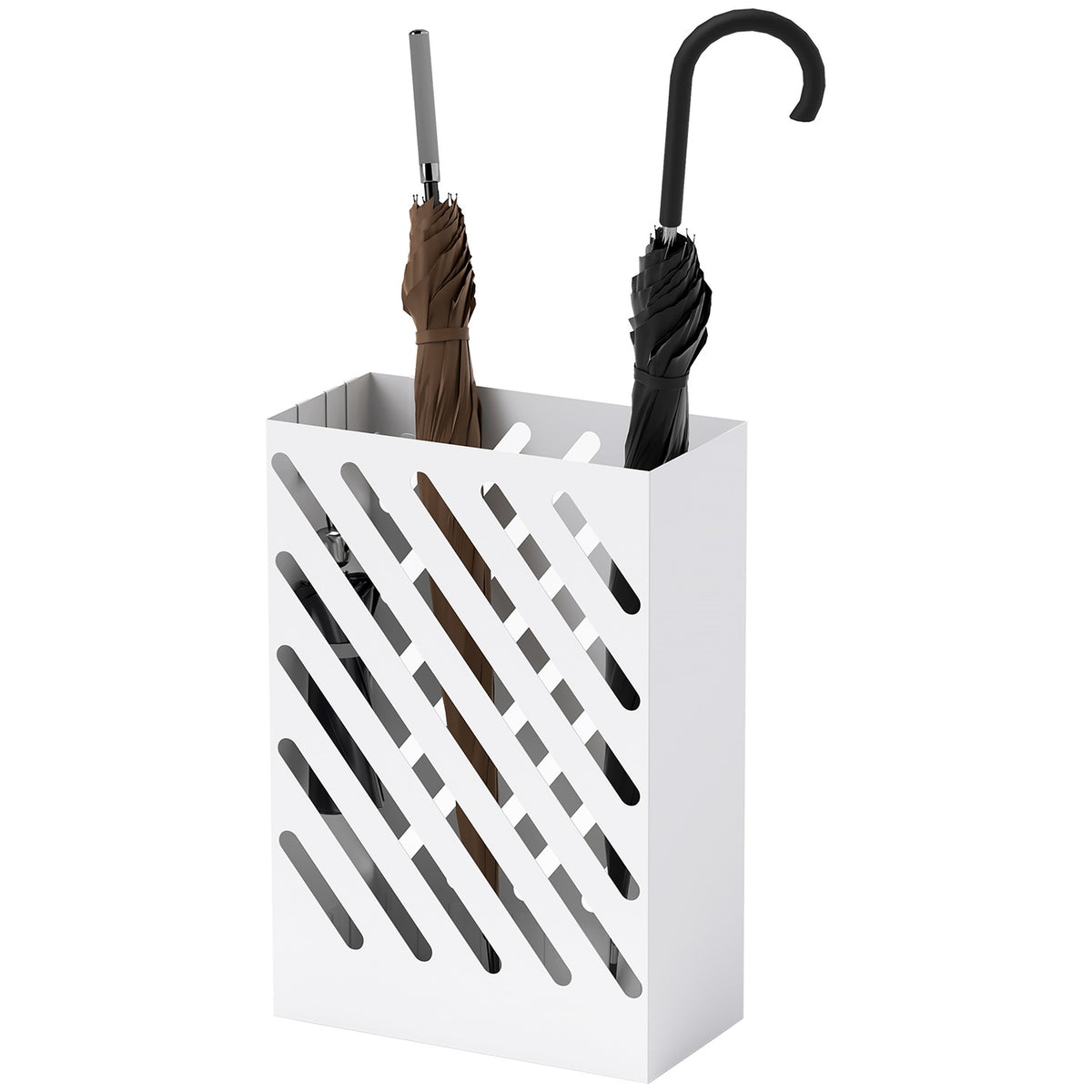 Umbrella Stand Umbrella Stand with 4 Hooks and Water Collection Tray Umbrella Holder for Walking Sticks & Umbrellas Steel 28 x 14 x 41 cm White