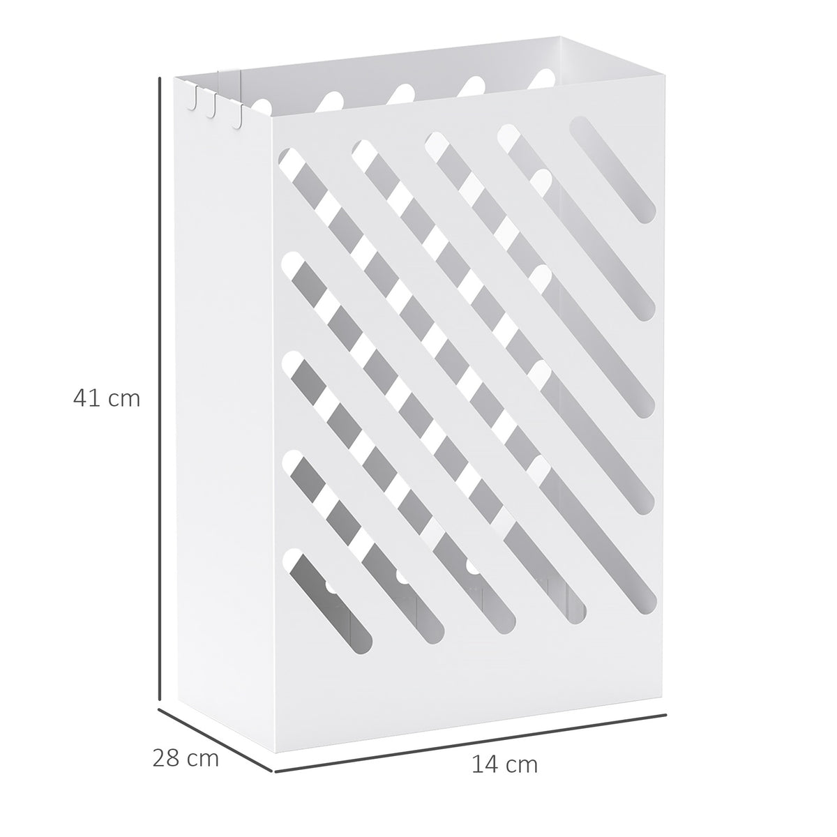 Umbrella Stand Umbrella Stand with 4 Hooks and Water Collection Tray Umbrella Holder for Walking Sticks & Umbrellas Steel 28 x 14 x 41 cm White